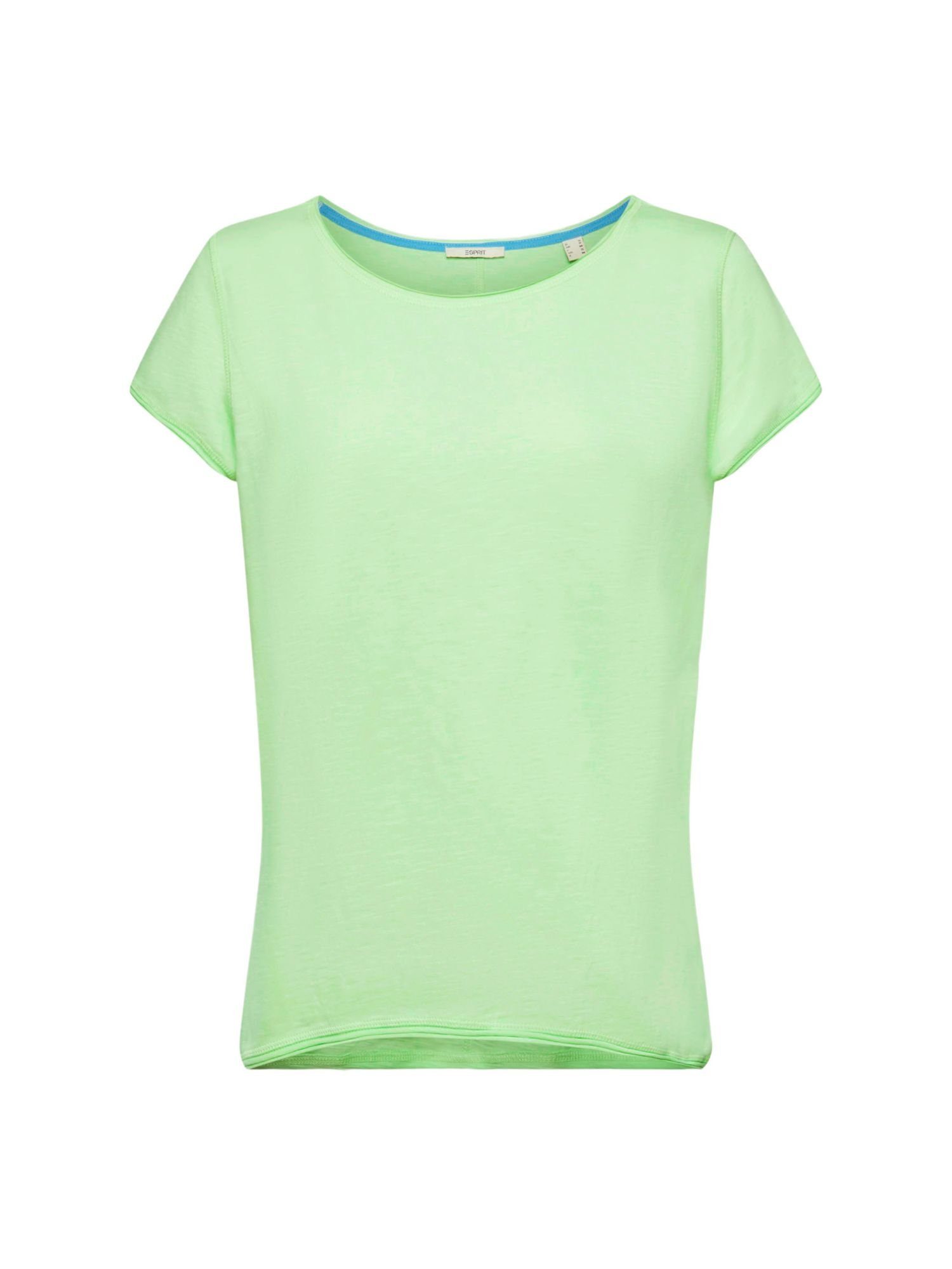 Esprit T-Shirt T-Shirt aus Slub Baumwolle (1-tlg) CITRUS GREEN