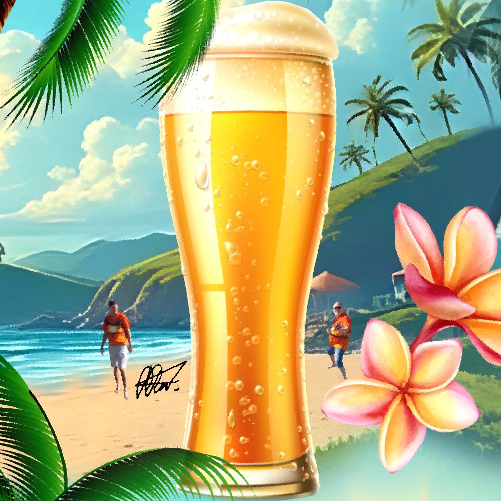 Hawaiihemdshop.de Hawaiihemd Hawaii Hemd Herren Baumwolle Kurzarm Hawaiihemd mit Palmen und Meer – Bild 4 von 5