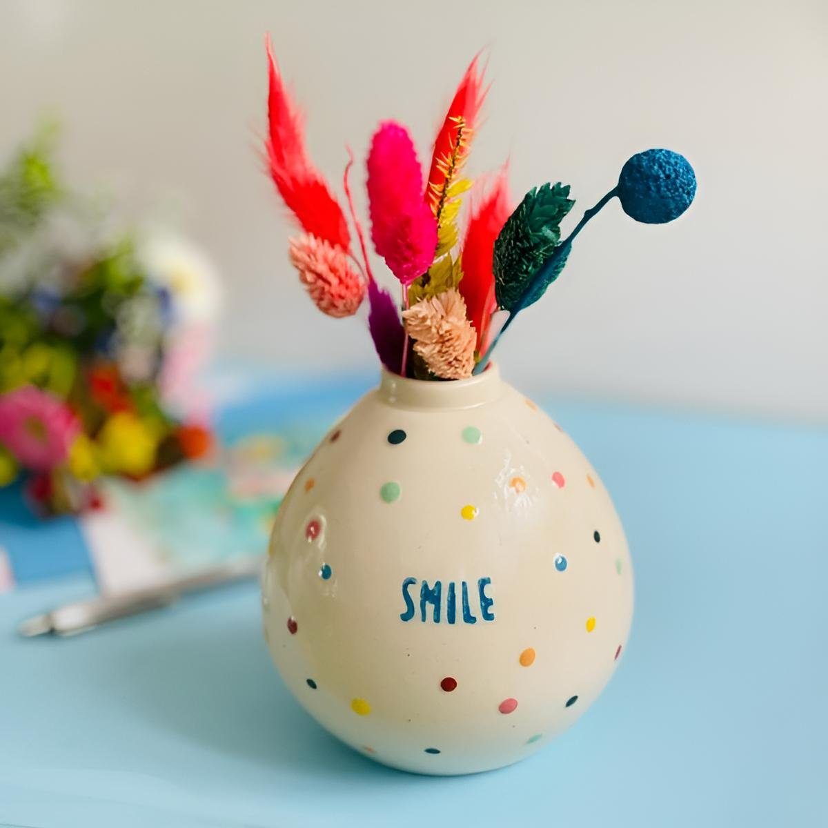 Noi Hamburg Tischvase Vase Smile Dots, Dekorative Vase aus Keramik