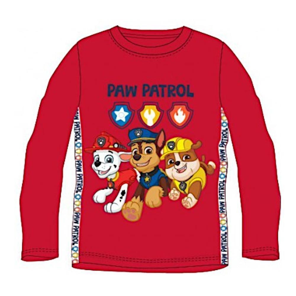 PAW PATROL T-Shirt PAW Patrol Langarm T-Shirt für Jungen, Marshall, Chase, Rubble, Rot