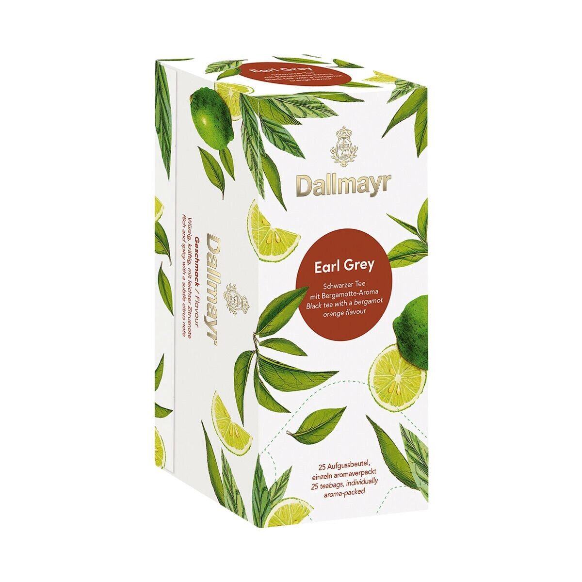 DALLMAYR Tee Earl Grey, 25 Aufgussbeutel, Schwarztee mit Bergamotte-Aroma