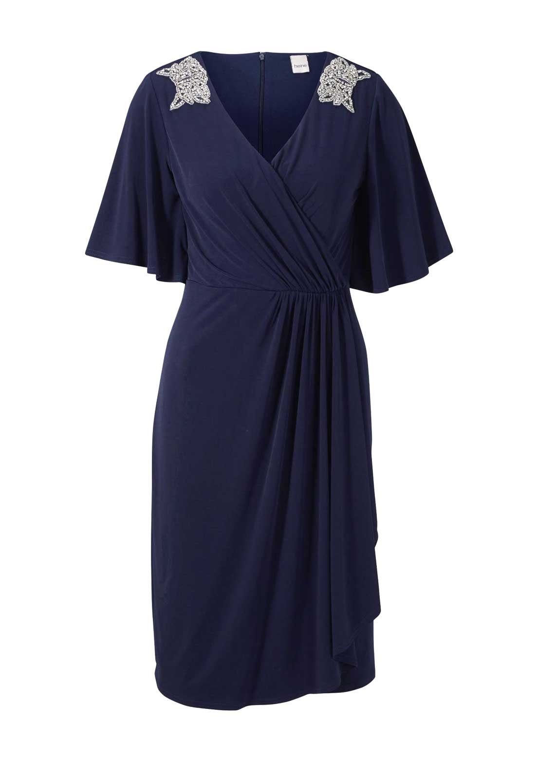 heine Shirtkleid HEINE Damen Kleid mit Strass, marine