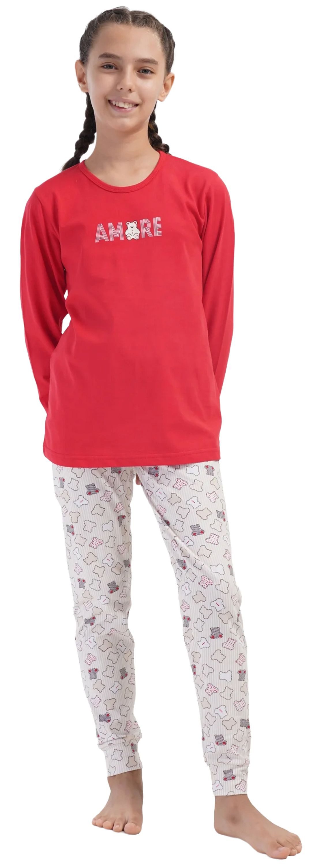 Vienetta Schlafanzug Kids (Set, 2 tlg., 2-teilig) Mädchen Pyjama lang Langarm Baumwolle Bündchen
