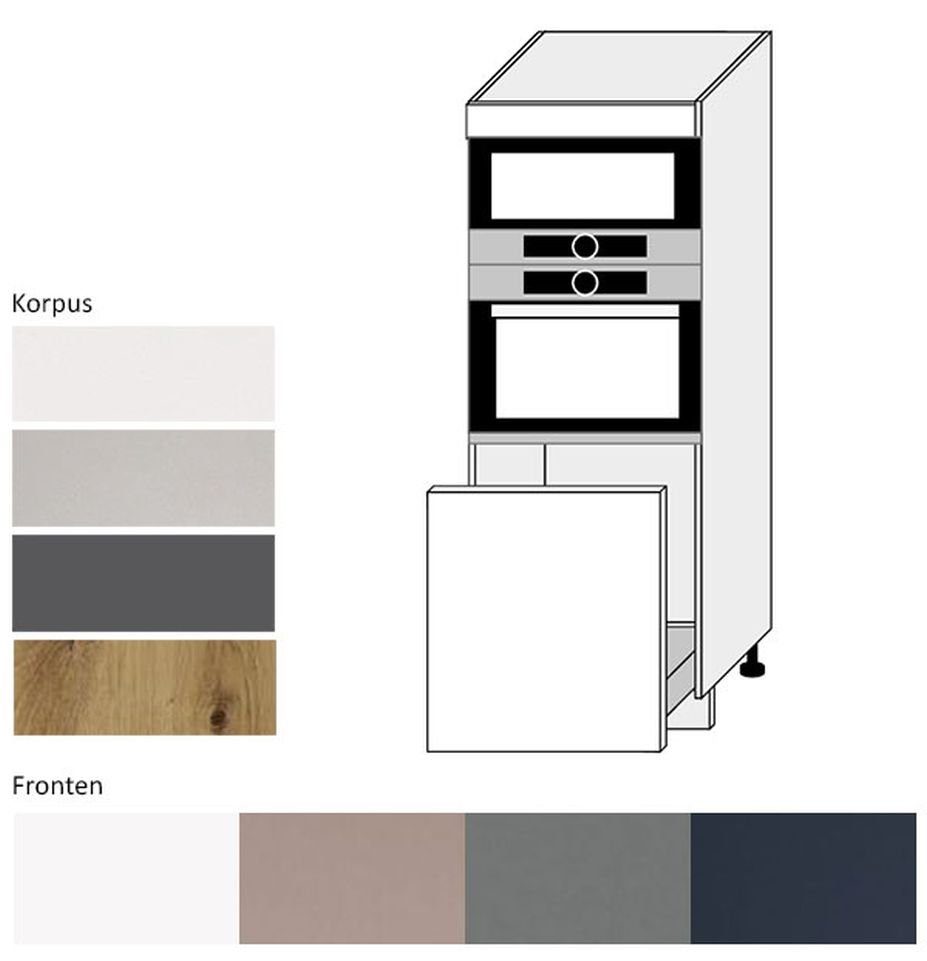 Feldmann-Wohnen Backofenumbauschrank Bonn B/T/H: 60 cm / 59 cm / 154 cm Korpus eiche artisan matt / Front dust grey matt
