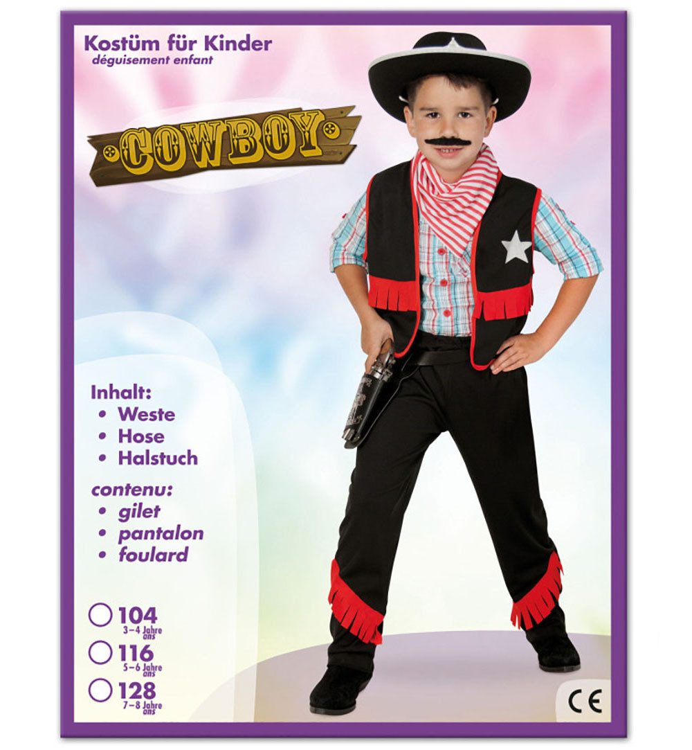 Fries Cowboy-Kostüm Kinder Cowboy Kostüm Set Weste Hose Halstuch Gr. 104 - 128 Karneval