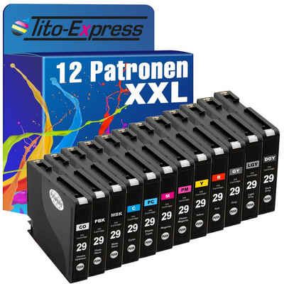 Tito-Express 12er Set ersetzt Canon PGI-29 Canon PGI 29 CanonPGI29 Tintenpatrone (für Pixma Pro 1)