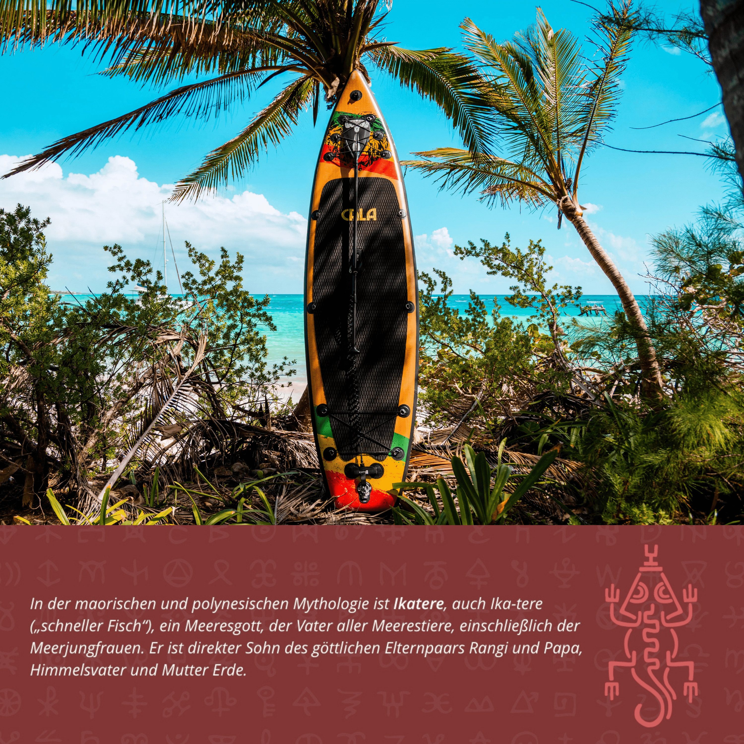 CALA SUP-Board IKATERE, robustes SUP- Board aufblasbar, (Komplett-Set, SUP BOARD inkl. Board Bag, Pumpe, Vollcarbon-Paddeh, Leash, Finnen), 2 Gepäcknetze, D-Ringe für einen Kajakistz, Komplett-Set