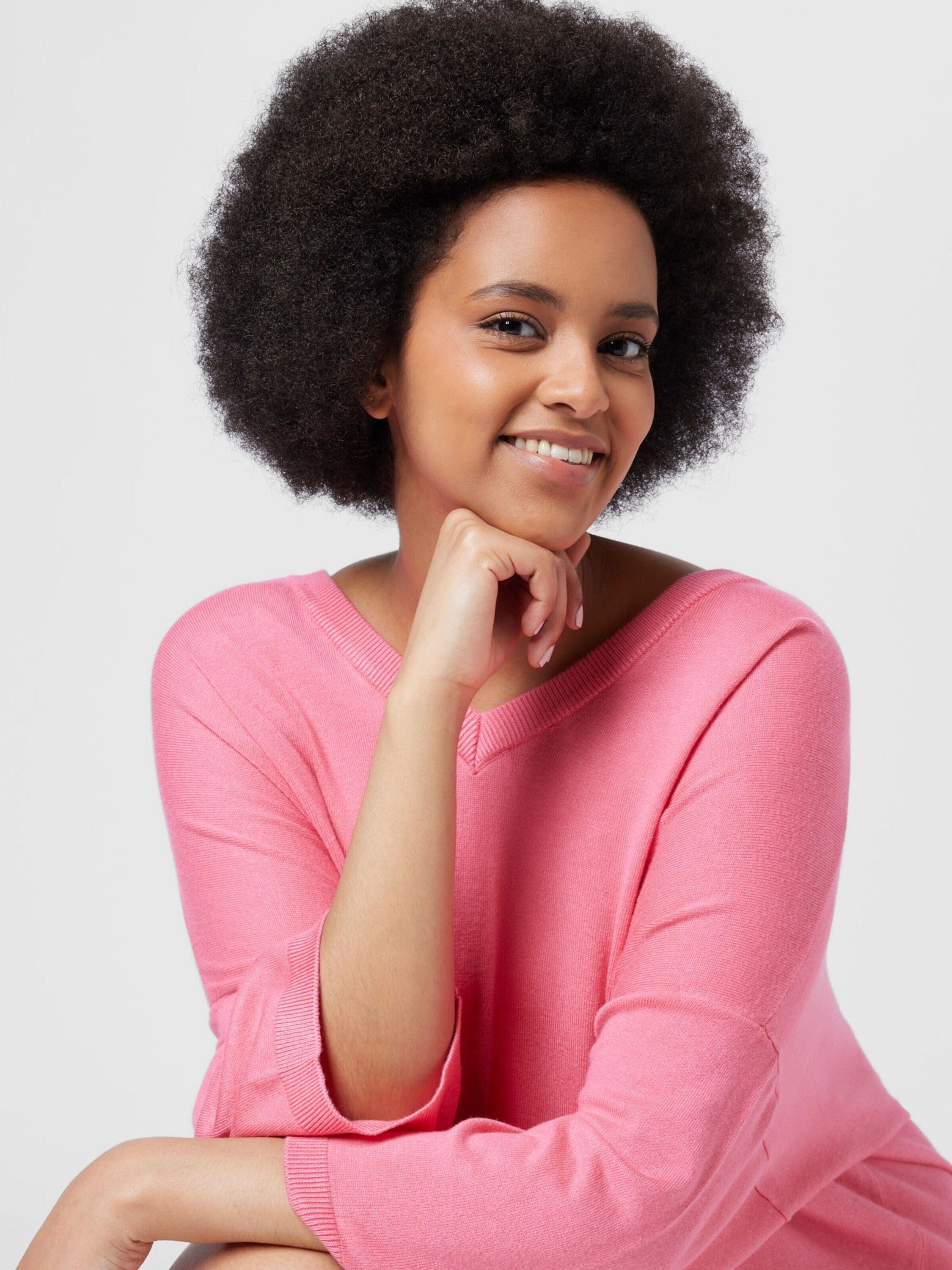 Fransa Curve Strickpullover Blume (1-tlg) Plain/ohne Details