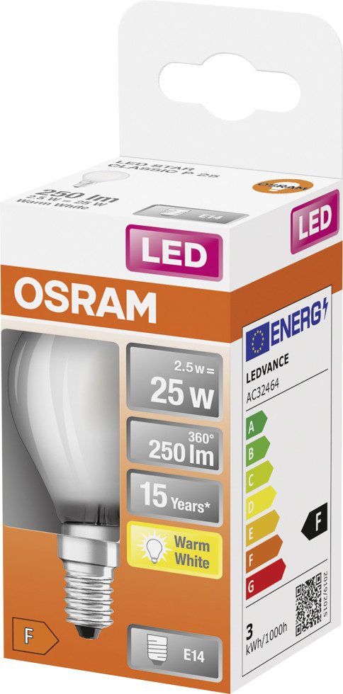 Osram LED-Leuchtmittel Osram LED Leuchtmittel Retrofit CLP 25 E14 2,5W, Nicht dimmbar