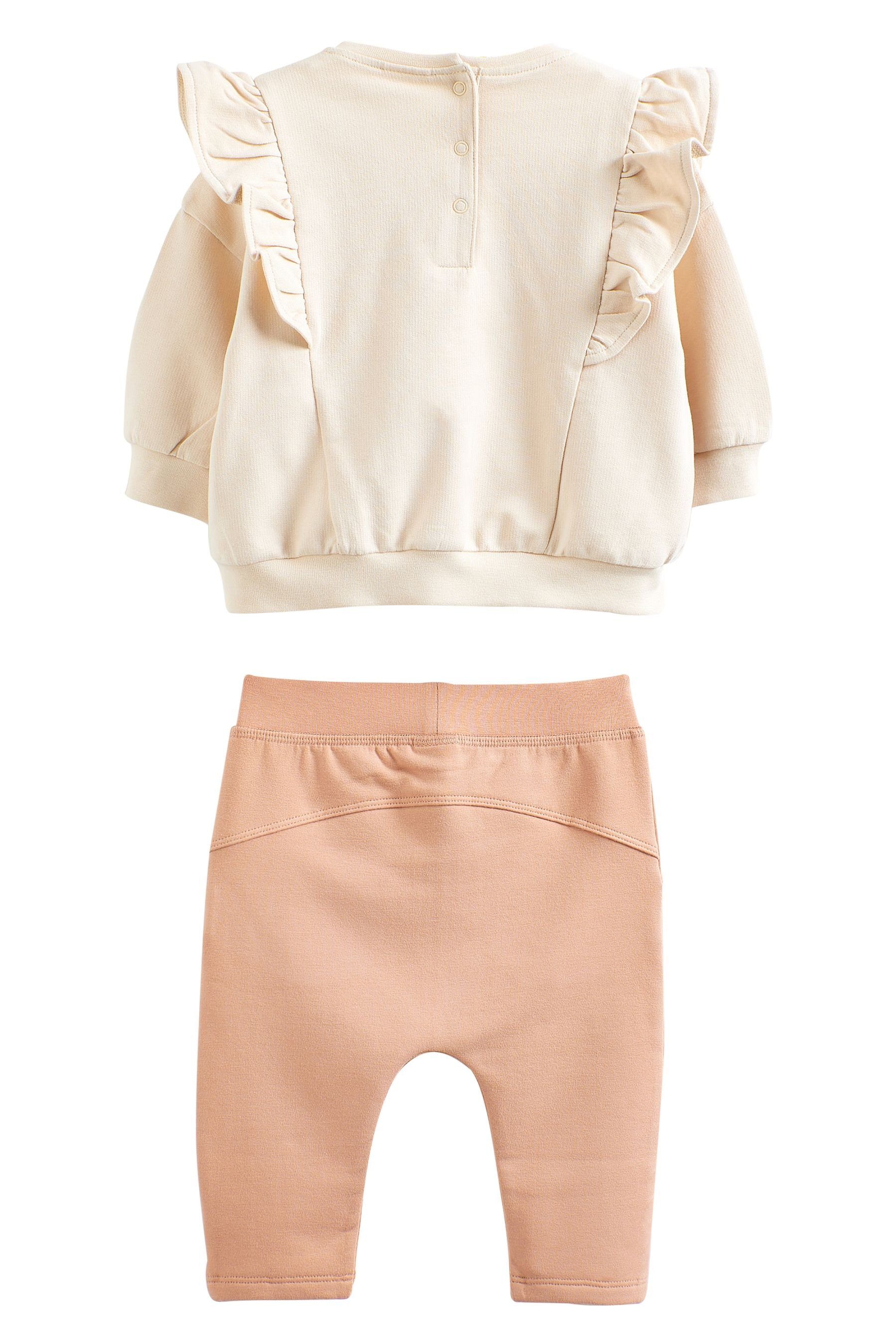 Next Shirt & Leggings 2-teiliges Babyset (2-tlg) Sweatshirt Leggings und Cream/ mit Pink Bunny