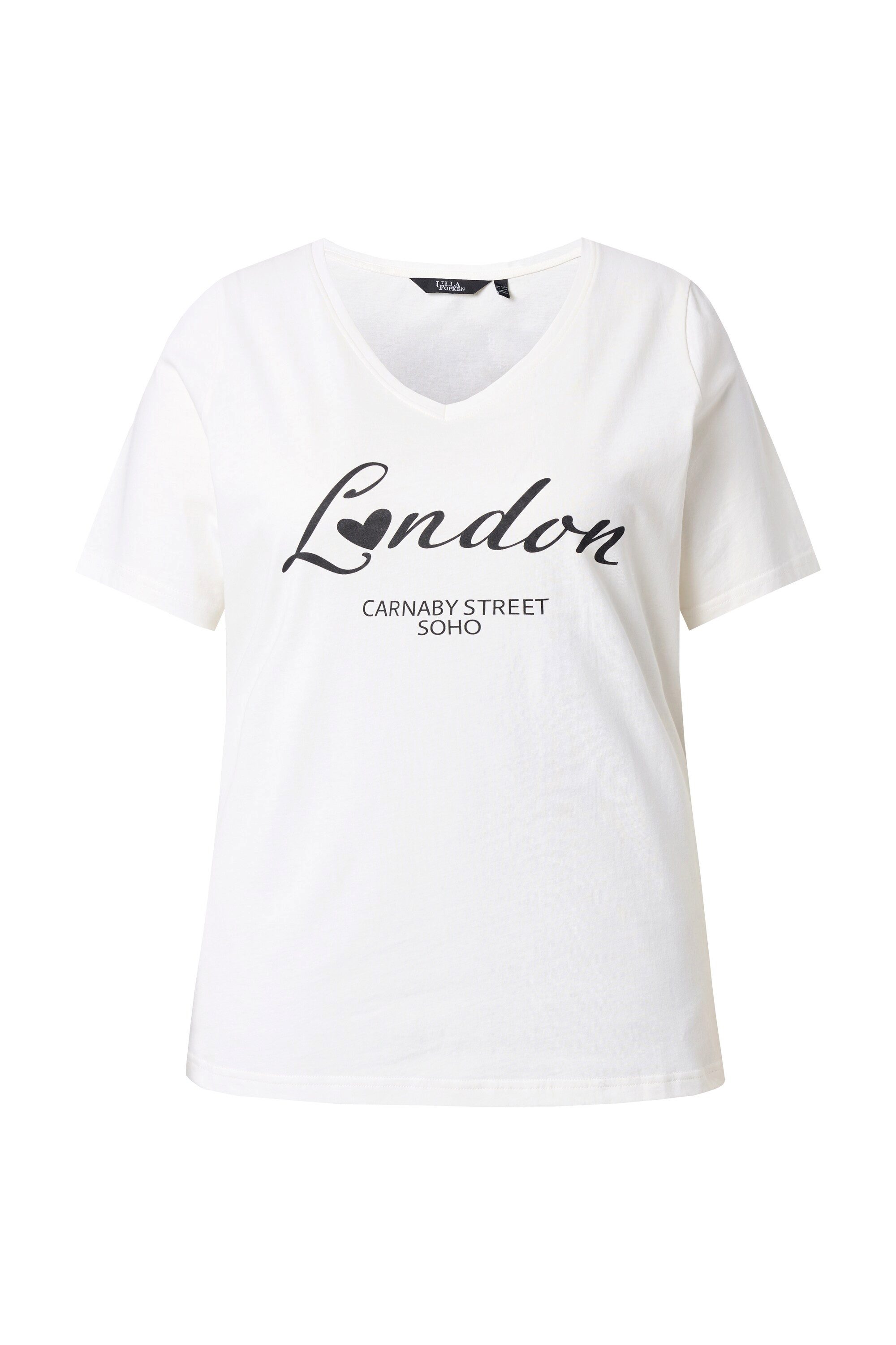 T-Shirt T-Shirt City-Schriftzug Slim V-Ausschnitt Halbarm
