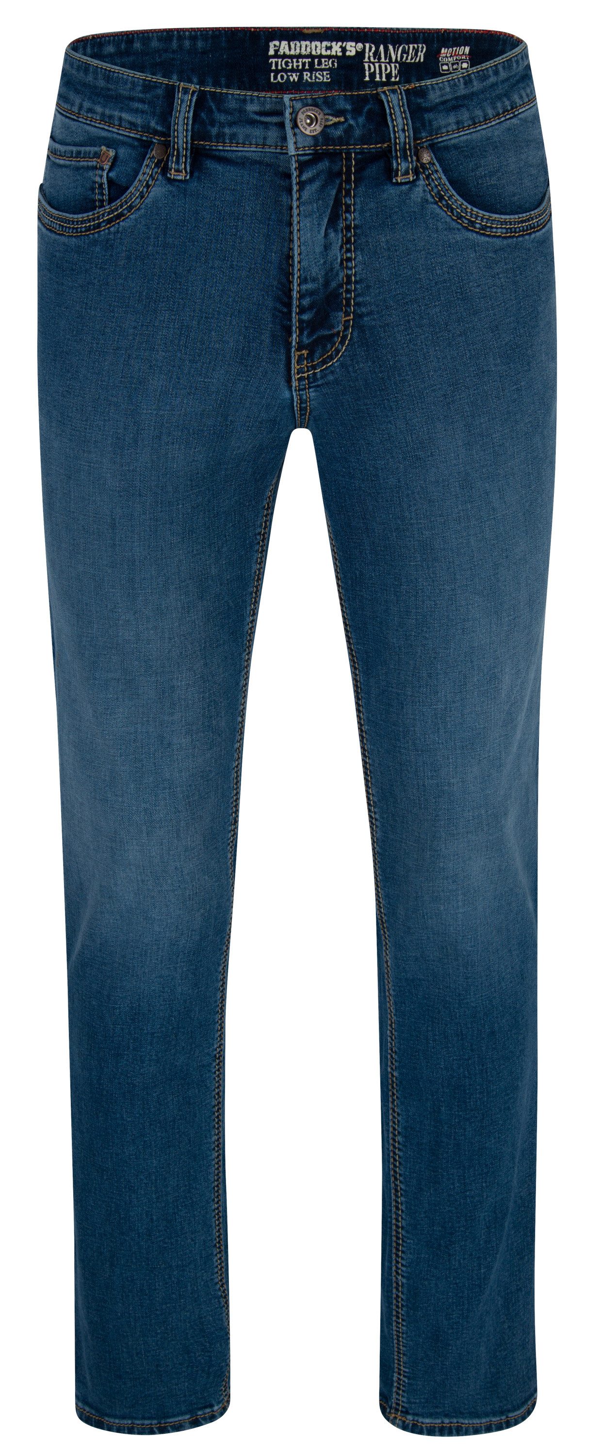 Paddock's 5-Pocket-Jeans PADDOCKS RANGER PIPE Saddle Stitch medium blue 80163 3695.4365 - MOTIO