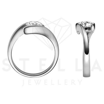 Stella-Jewellery Verlobungsring Verlobungsring Spannring Weißgold Diamant Gr. 54 (inkl. Etui), mit Brillant 0,15ct. - Poliert