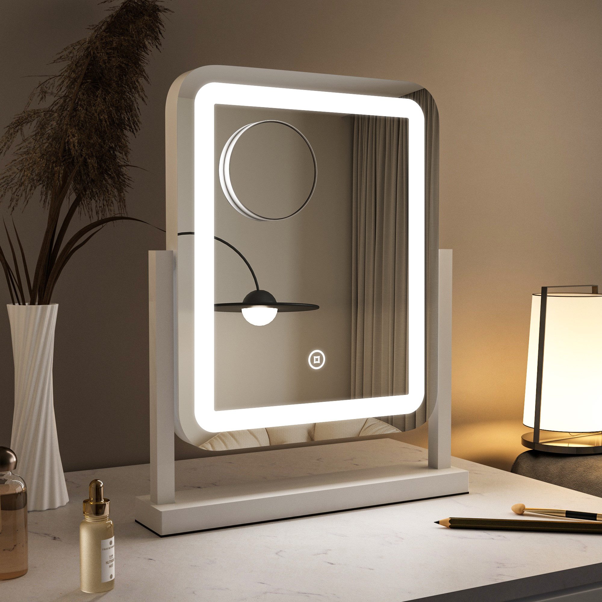 WDWRITTI Schminkspiegel LED Streifen Kosmetikspiegel Tischspiegel mit 10x L günstig online kaufen