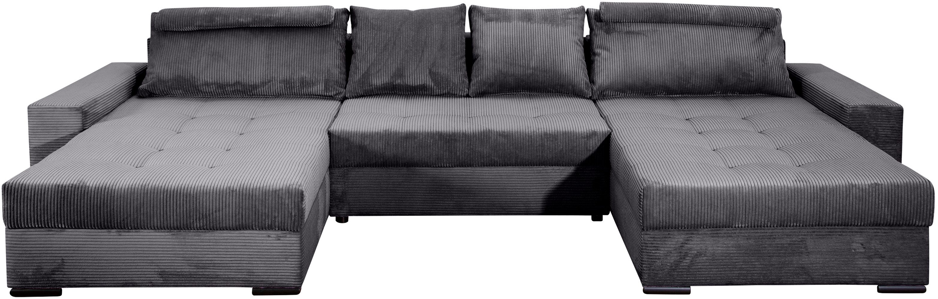 COLLECTION AB Wohnlandschaft Josy XXXL-Relax U-Form, B: 352 cm, Schlaffunktion, Bettkasten & 2 Nackenkissen, Federkern