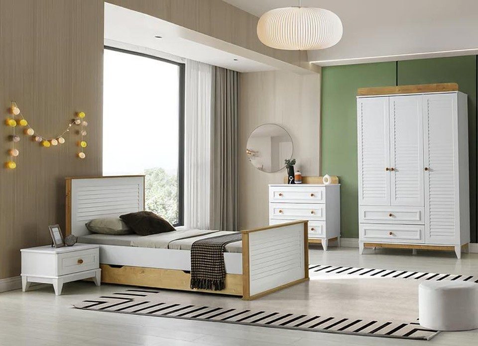 Jugendzimmer-Set Garnitur Kinderbett 4tlg. aus Holz für das Kinderzimmer
