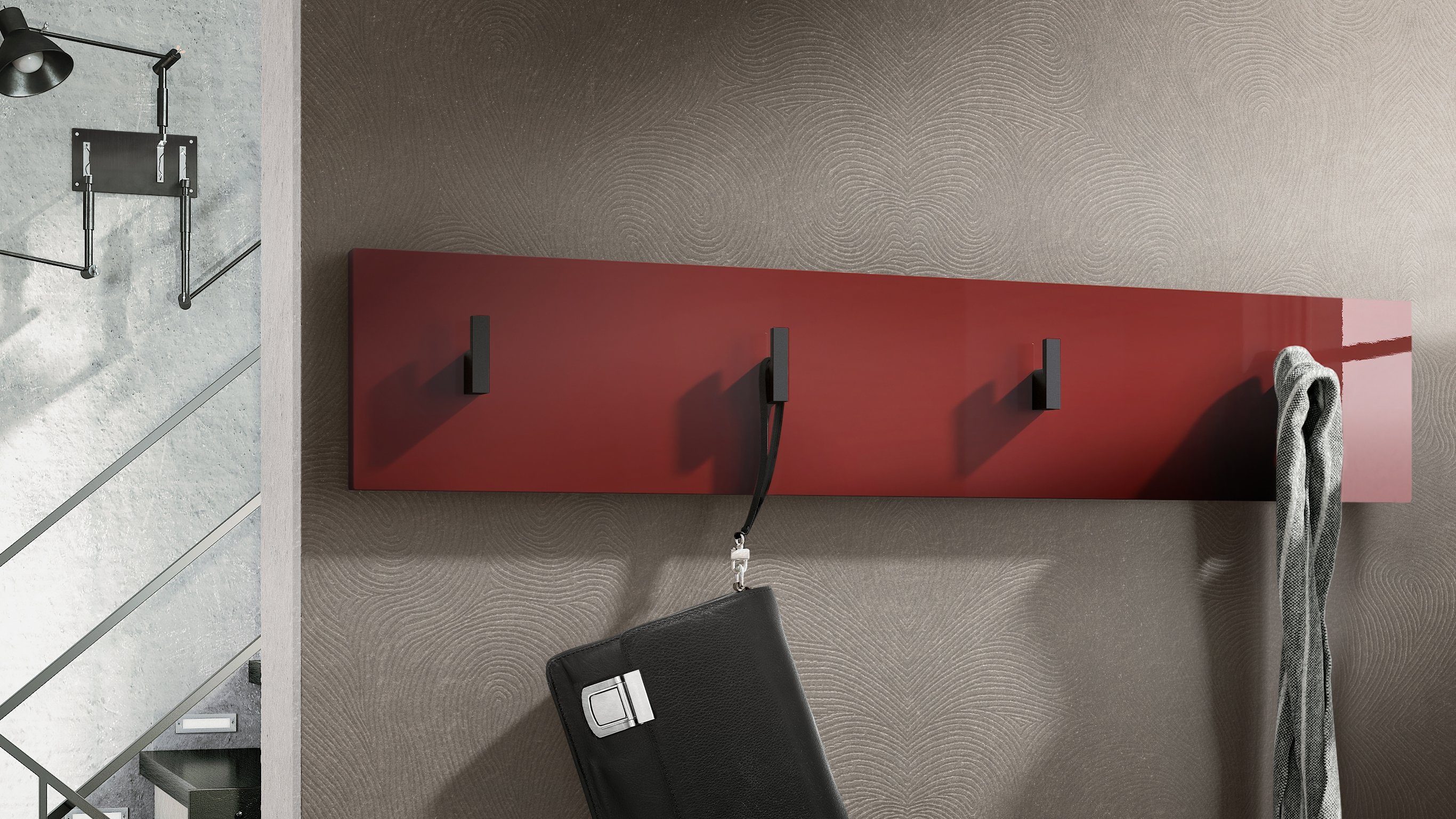 Vladon Garderobenpaneel Linea (Wandgarderobe, mit 4 Kleiderhaken), Bordeaux günstig online kaufen