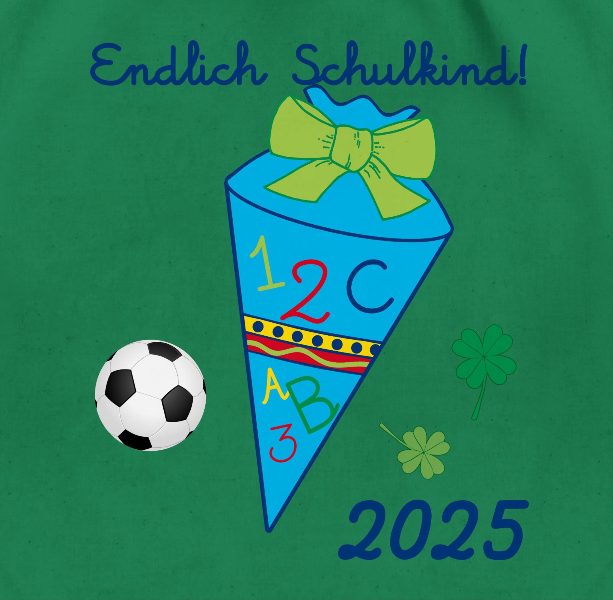 Shirtracer Turnbeutel Endlich Schulkind 2025 Fußball, Schulanfang & Einschulung Geschenk Turnbeutel