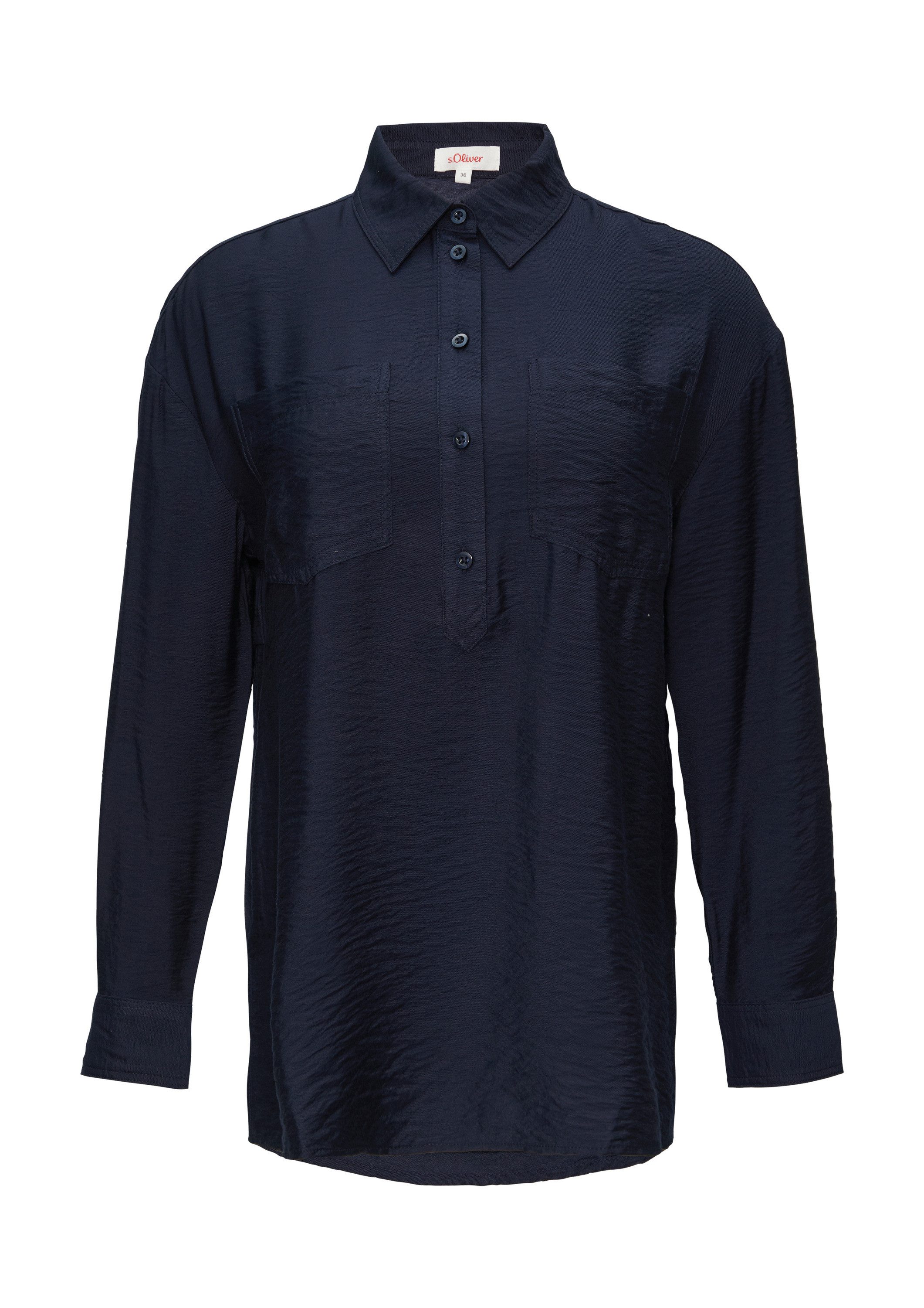 s.Oliver Langarmbluse Bluse Hemdkragenbluse aus Viskosemix günstig online kaufen