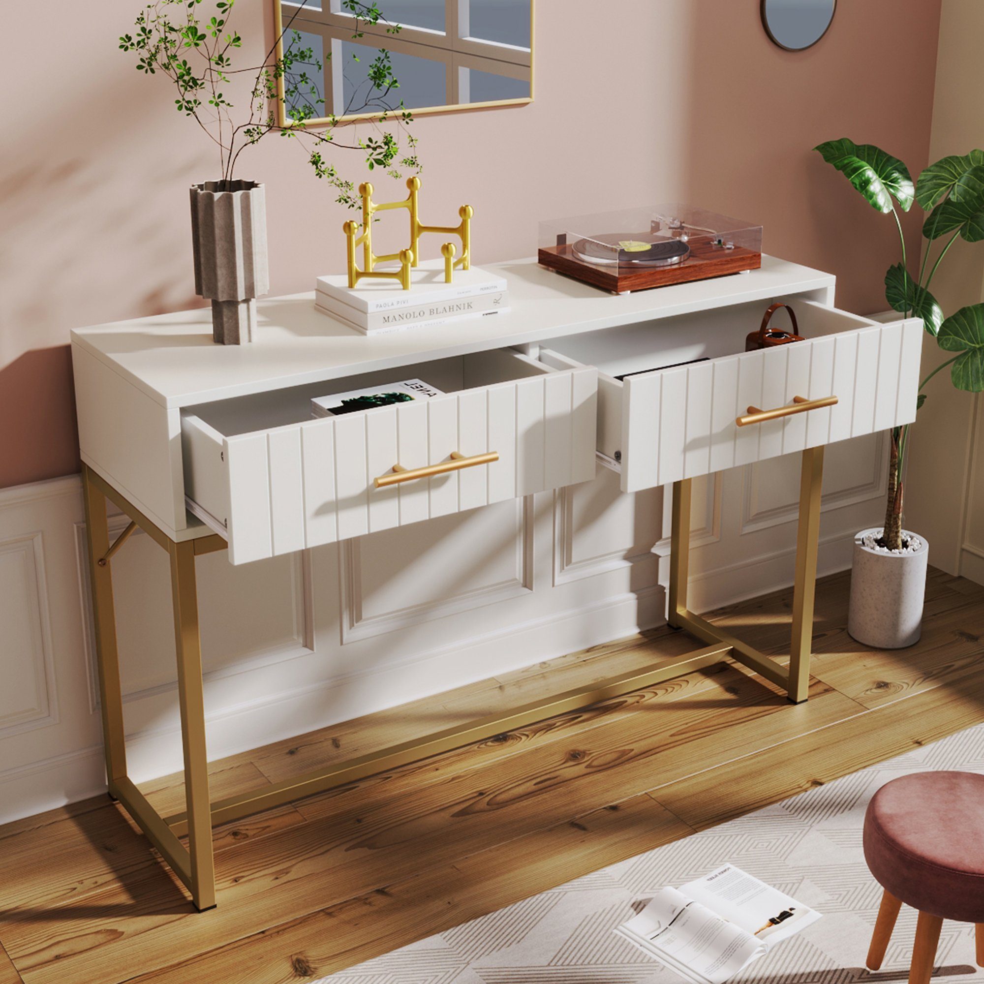 REDOM Schminktisch (mit 2 Schubladen 100x45x75cm) günstig online kaufen