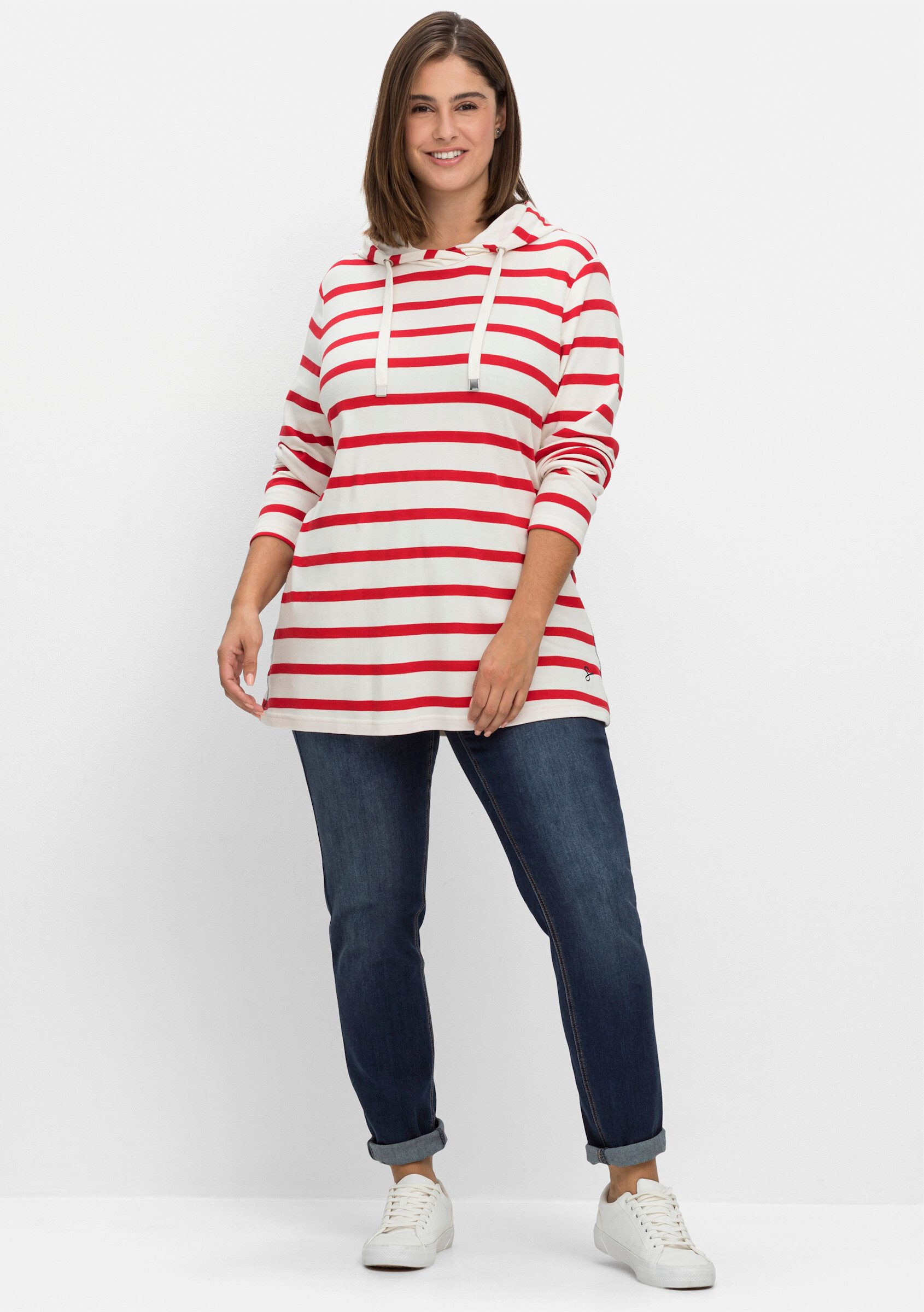 Sheego T-Shirt Ringelshirt . mit Kapuze günstig online kaufen