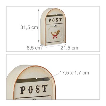 relaxdays Briefkasten Briefkasten antik mit Posthorn