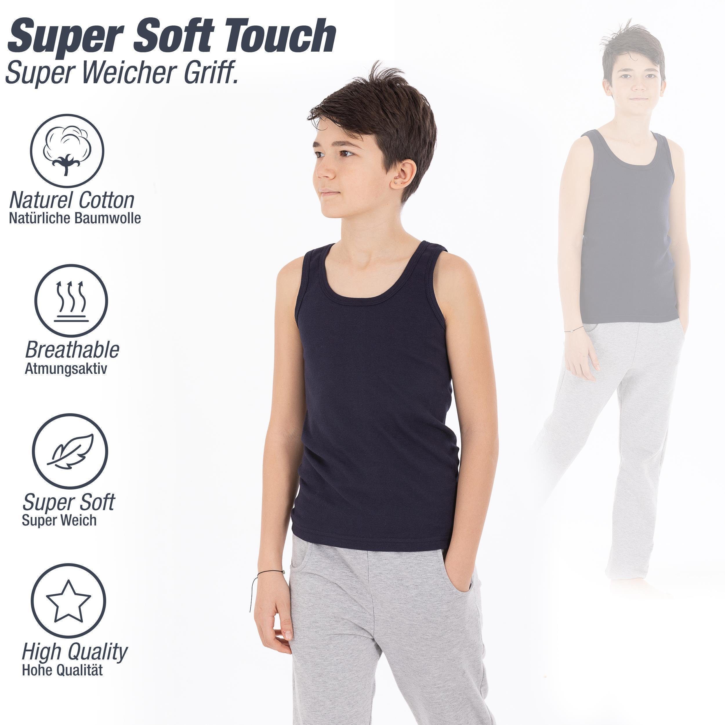 LOREZA Unterhemd 5 (Spar-Packung, Baumwolle 5-St) Jungen Seitennaht 100% ohne Unterhemden Dunkelblau