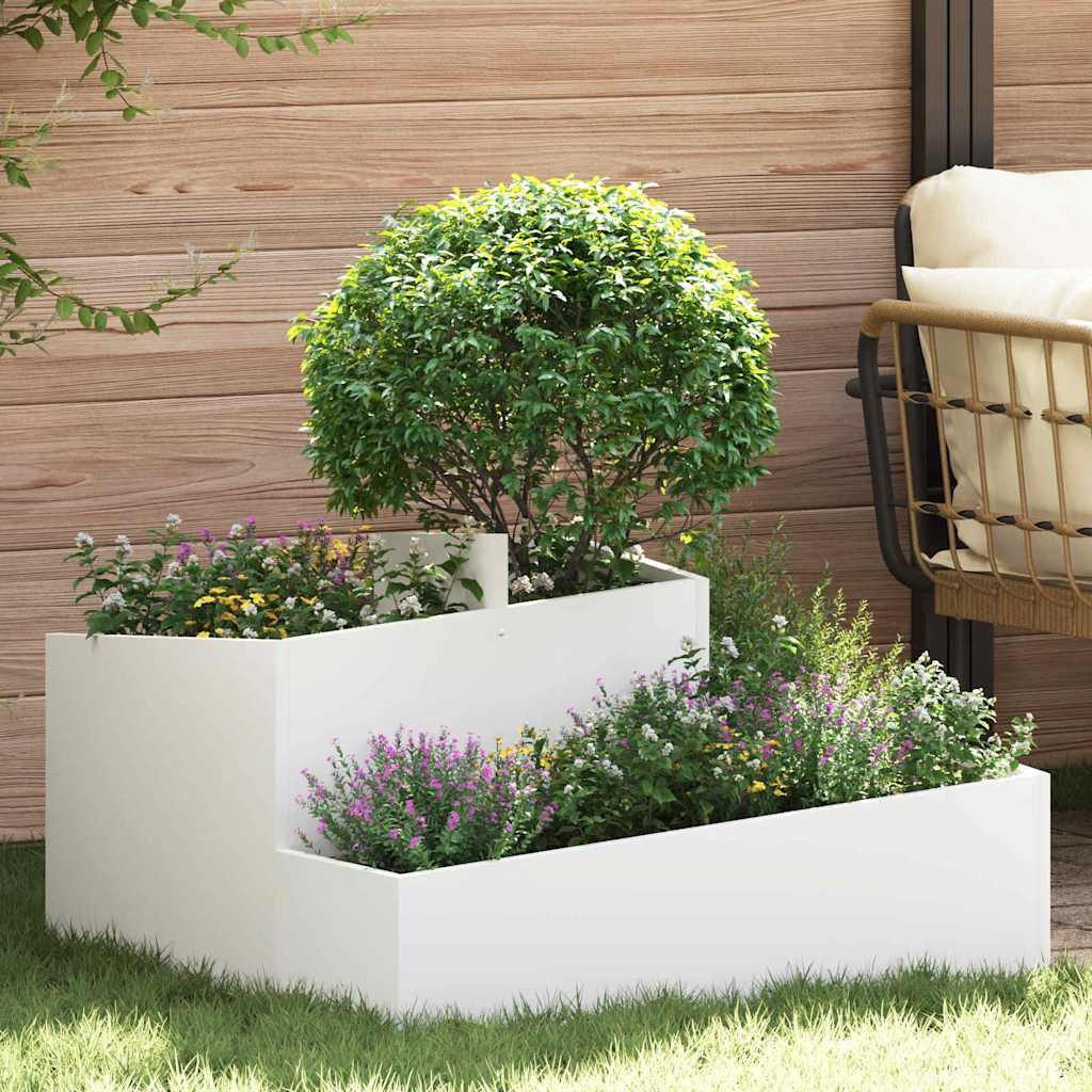 vidaXL Blumentopf Garten-Pflanzgefäß Weiß 80 x 80 x 50 cm Kaltgewalzter Stahl (1 St)