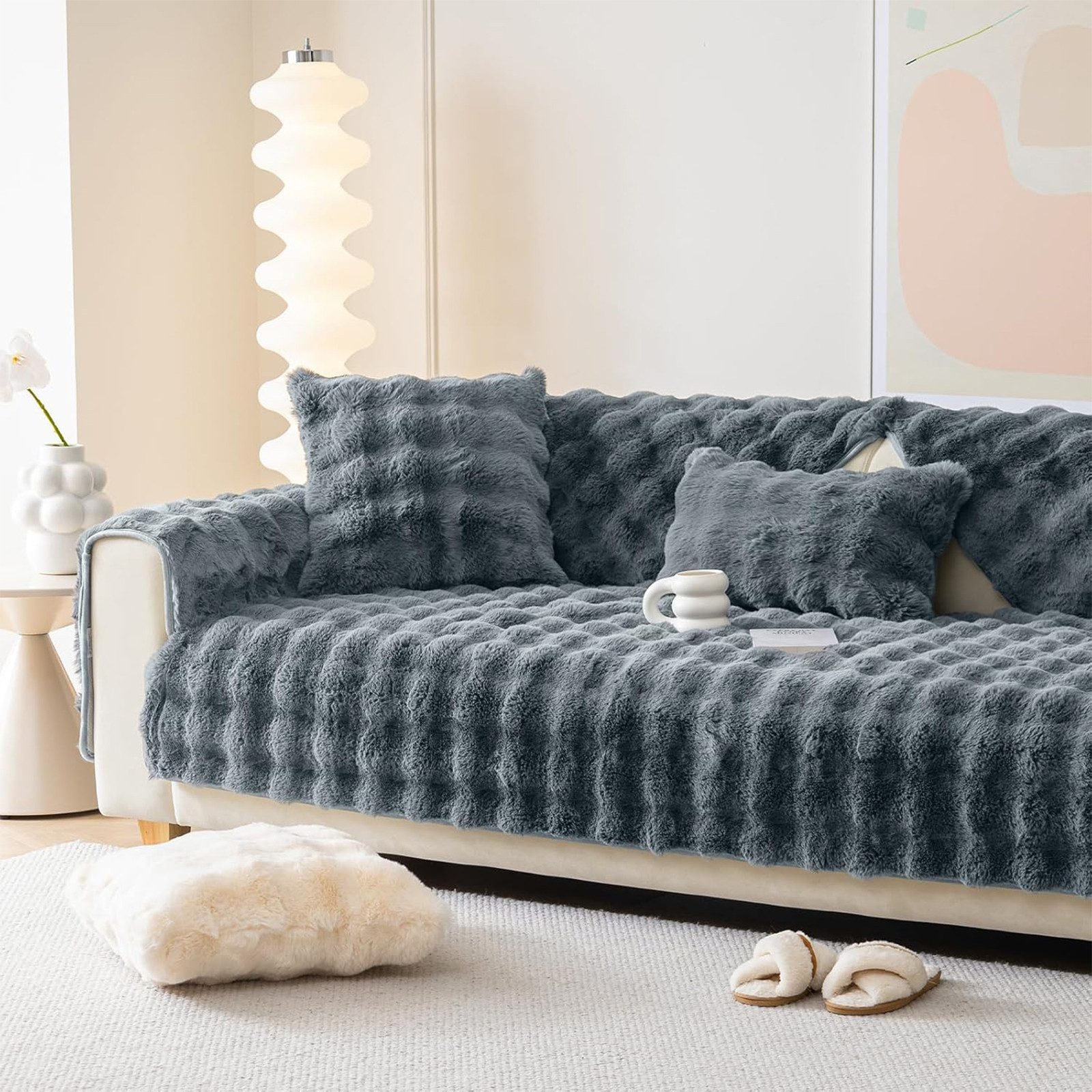 REDOM Sofahusse Plüsch-Sofabezug Sofadecke Couchschutz, waschbar für Sofa S günstig online kaufen