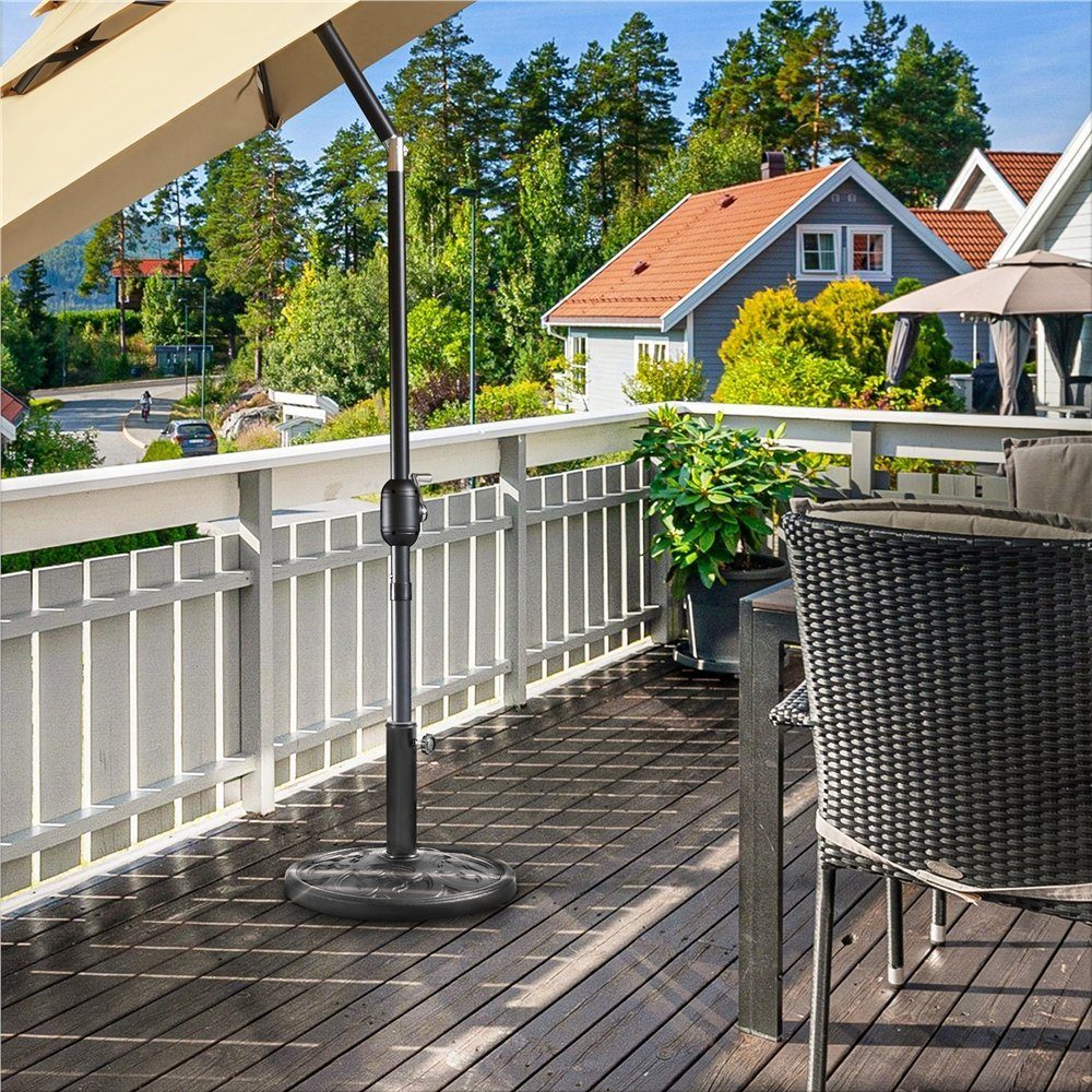 Yaheetech Schirmständer Runder Sonnenschirmständer aus Kunstharz, ø44,5 cm Outdoor-Schirmständer für Schirmstangen bis 38/48 mm