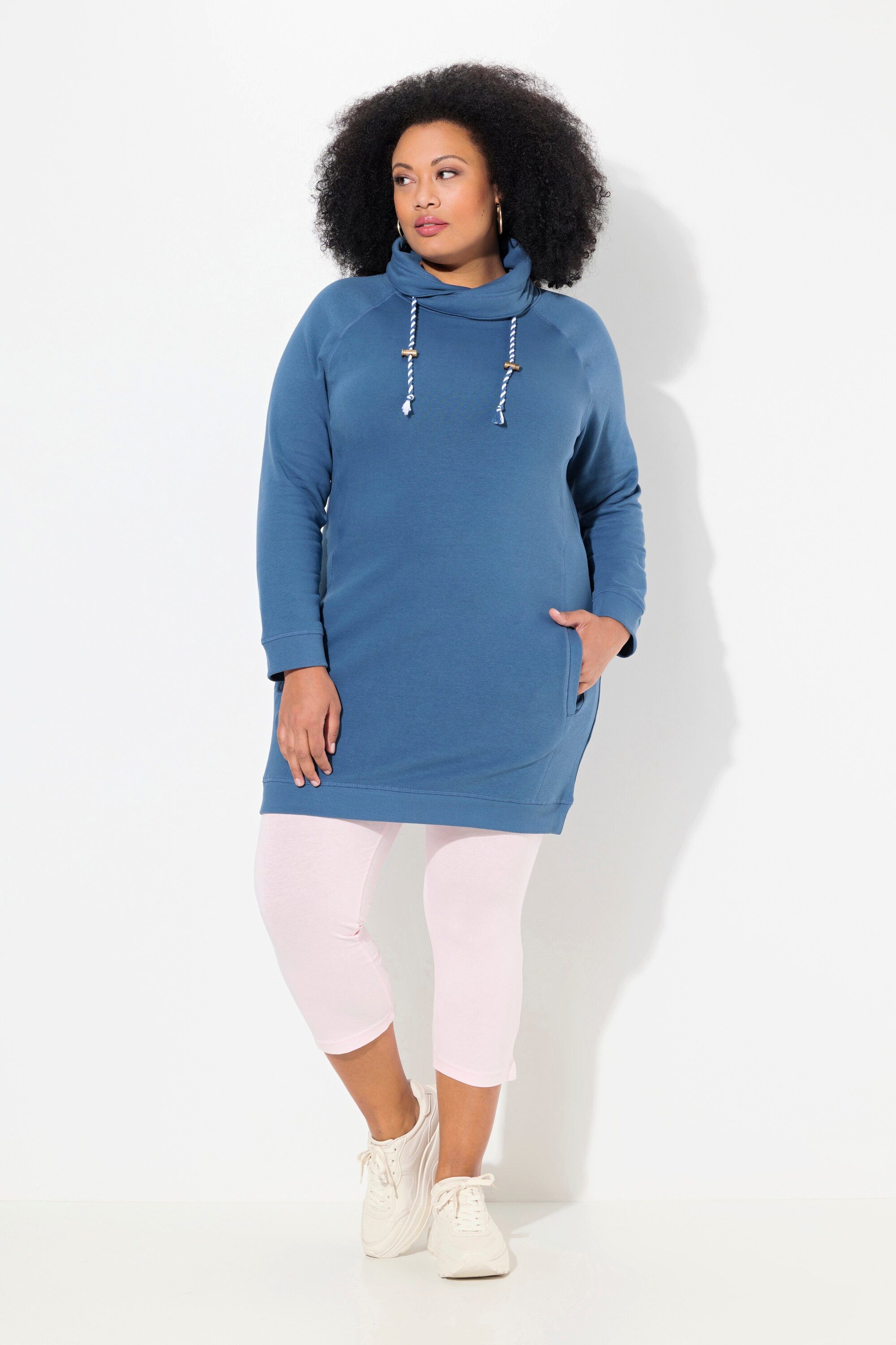 Ulla Popken Jerseykleid Sweatkleid Stehkragen Langarm Taschen günstig online kaufen