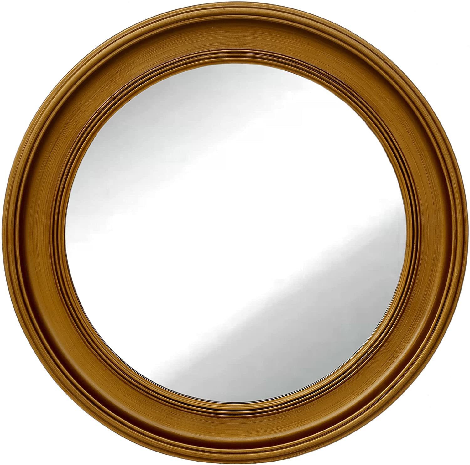 dasmöbelwerk Wandspiegel Wandspiegel »Schlicht« Ø60 cm gold im Landhaus-Stil rund Flurspiegel