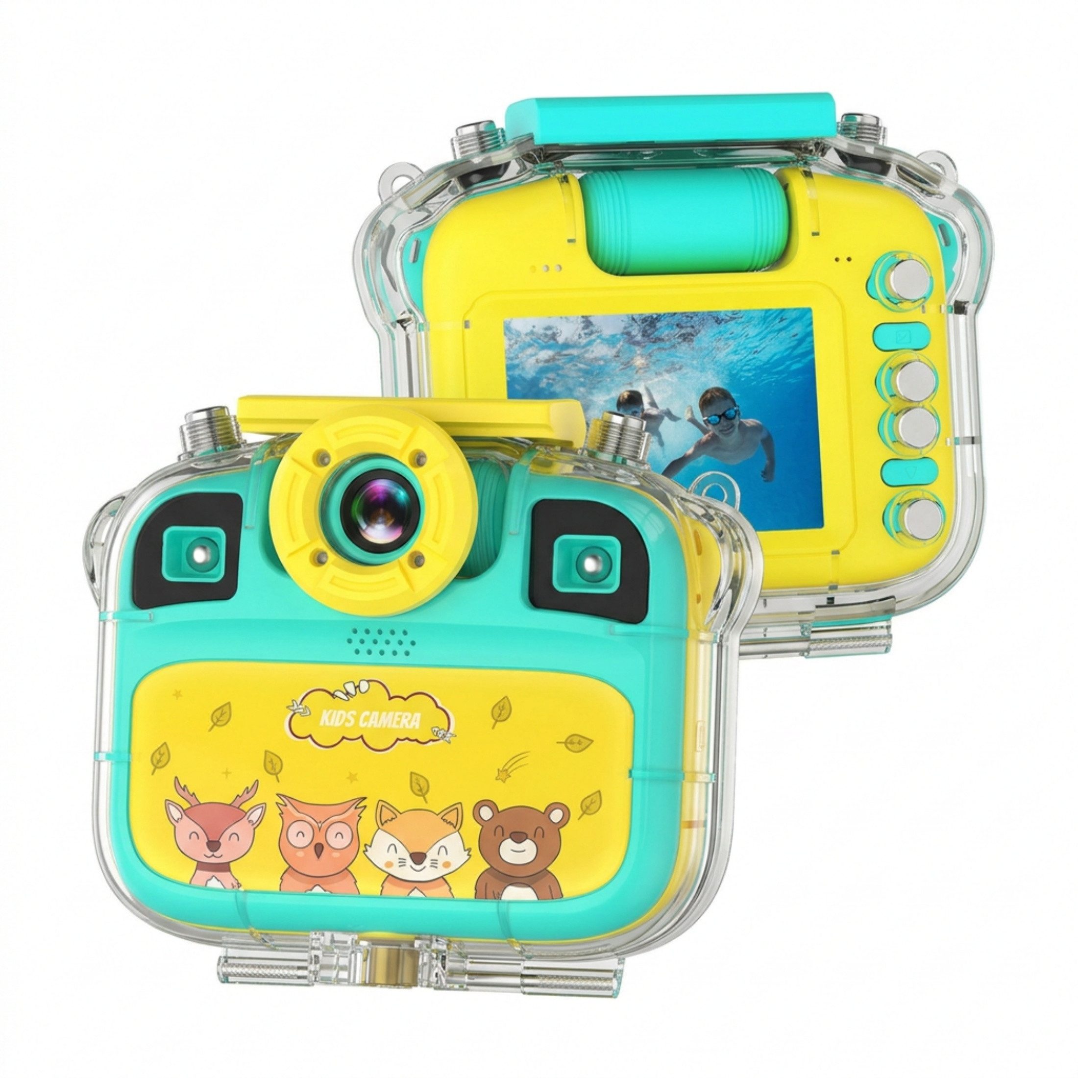 Blossom Digitalkamera Wasserdicht 1080P HD Unterwasserkamera, Selfie Kamera Kinderkamera (12 MP, inkl. 180° Drehobjektiv Zeitaufnahme 4 Spielen 27 Cartoon-Rahmen, Geburtstagsgeschenk Spielzeug ab 3-11 Jahre Mädchen Jungen)