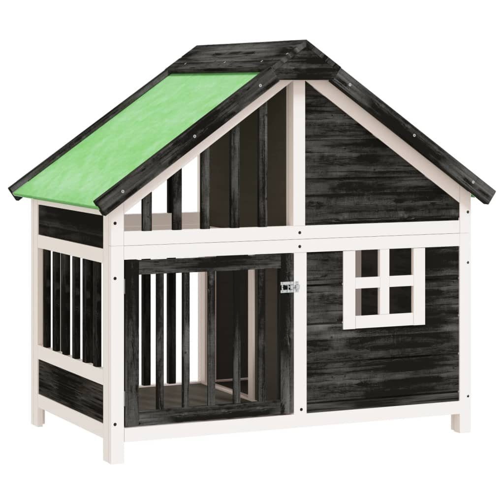 vidaXL Hundezwinger Hundehütte Grau 96x60,5x87 cm Massivholz Kiefer