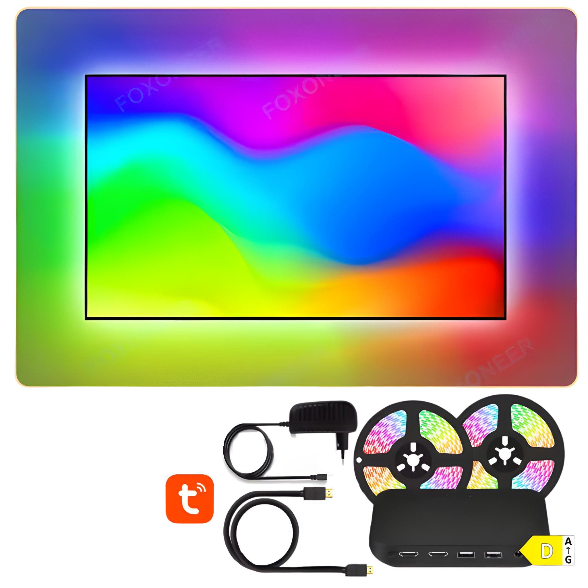 HS.SUPPLY Smarte LED-Leuchte HDMI 2.1 LED-Sync Box – 4K 120Hz, HDR & VRR für PS5 & TV, LED fest integriert, Farbwechsler, bunt, LED-Hintergrundbeleuchtung