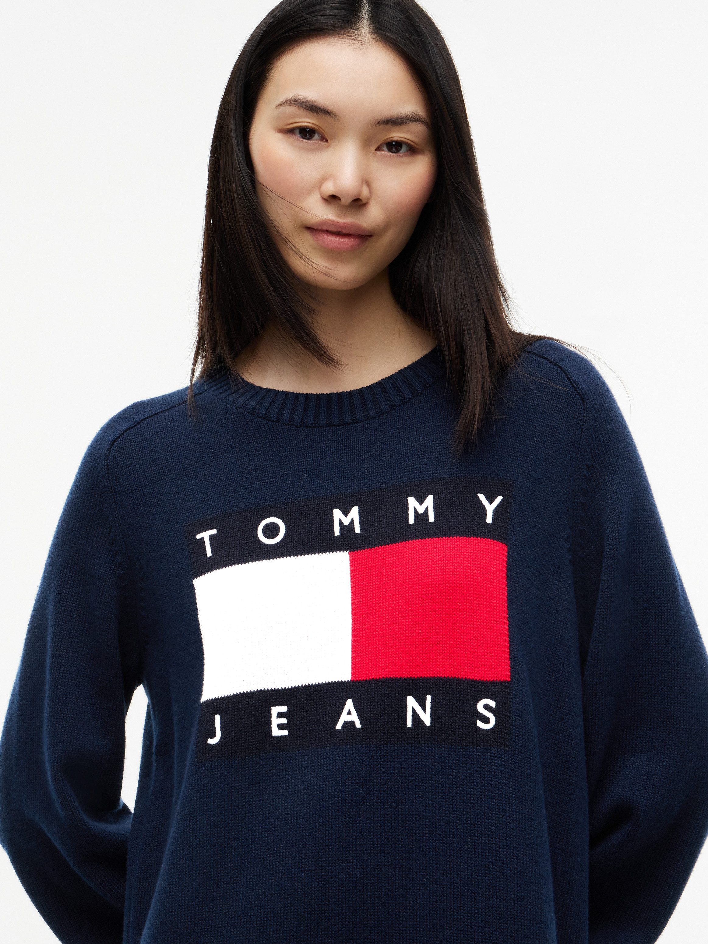 Tommy Jeans Sweatkleid TJW SWEATER FLAG DRESS EXT Baumwollmischung
