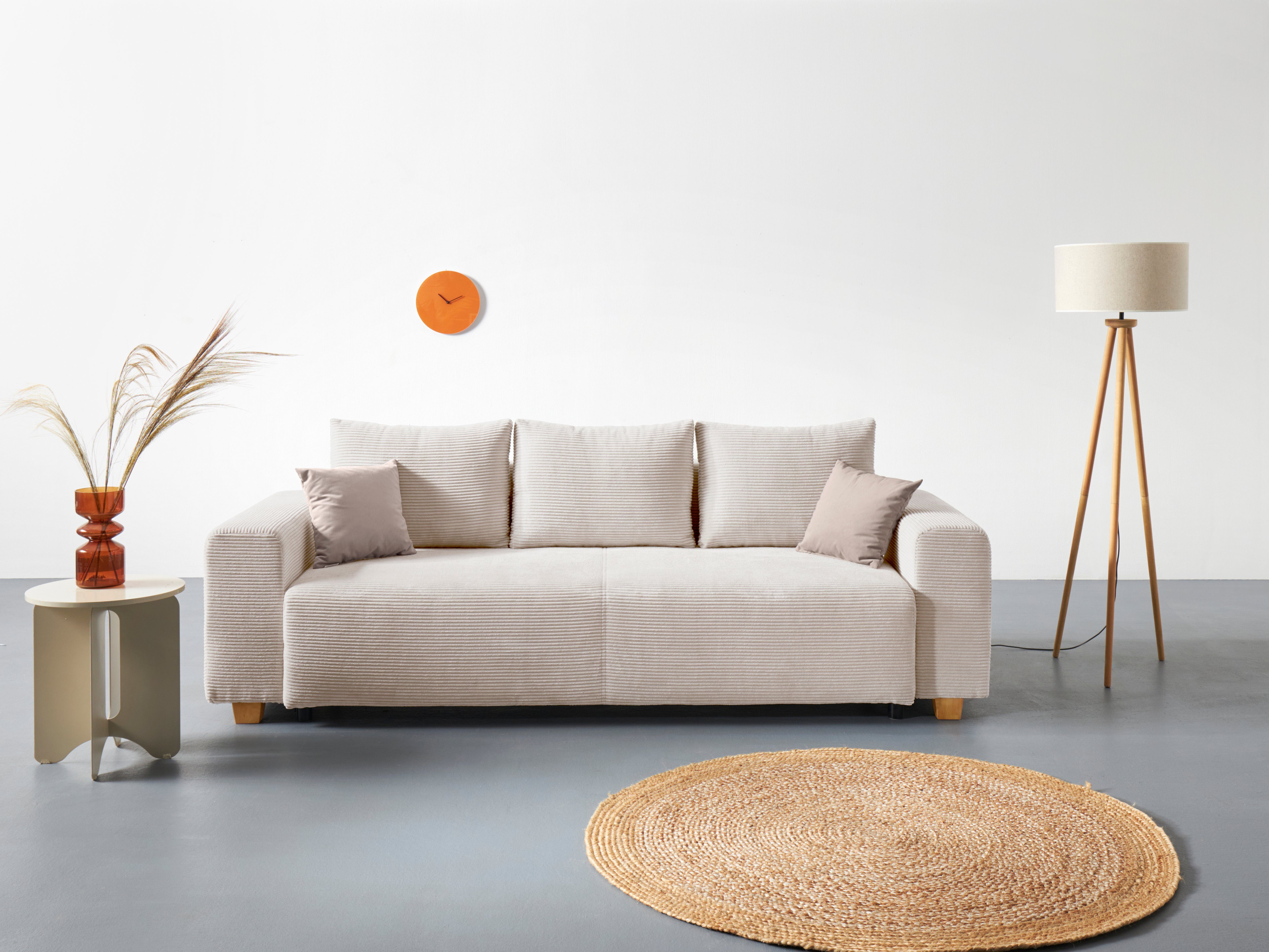 COLLECTION AB Schlafsofa Yves, Liegefläche (B/T): 142/194 cm, inkl. Bettfunktion, Bettkasten, Federkern & Zierkissen
