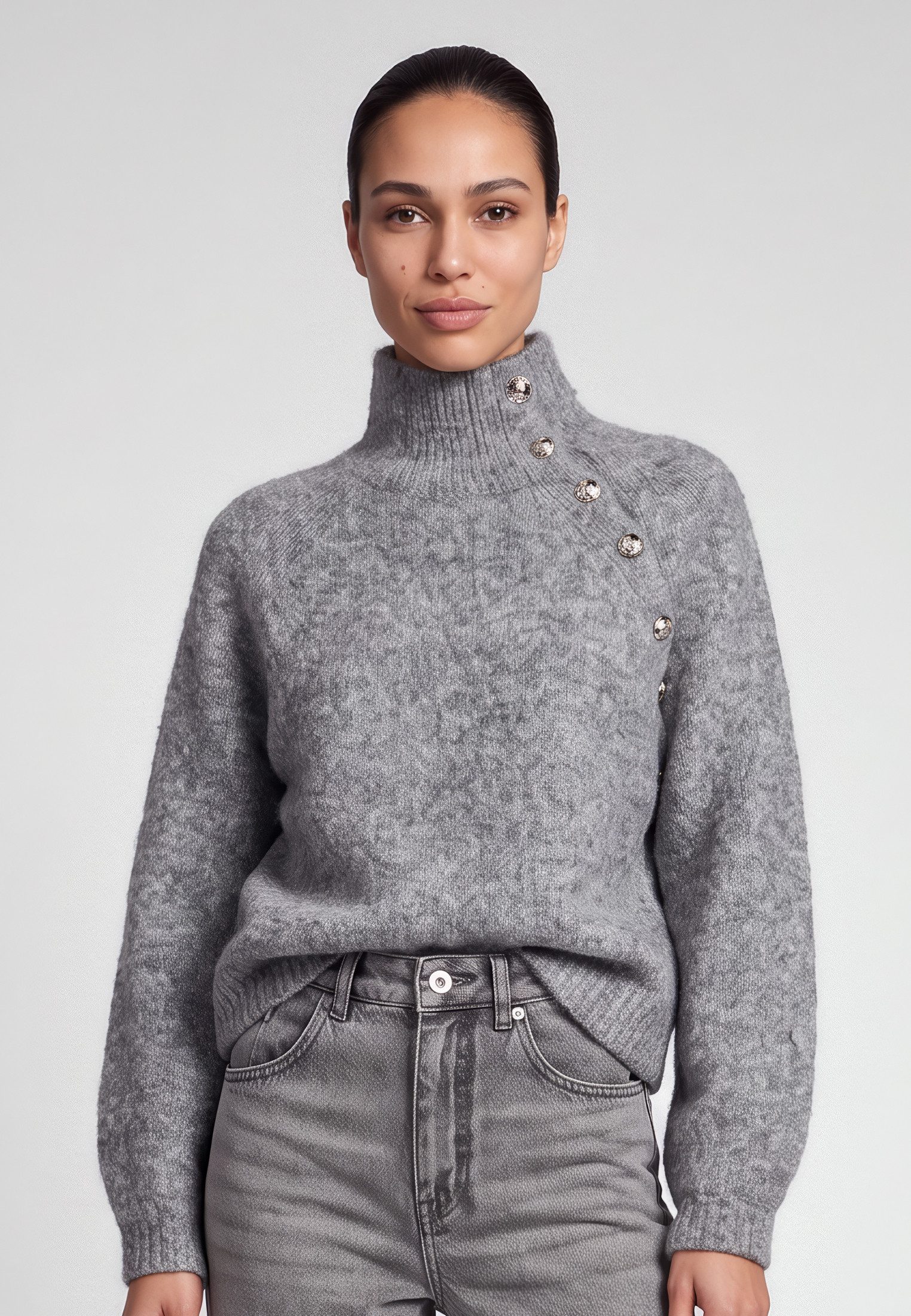 MARC AUREL Strickpullover mit Knopfdetail