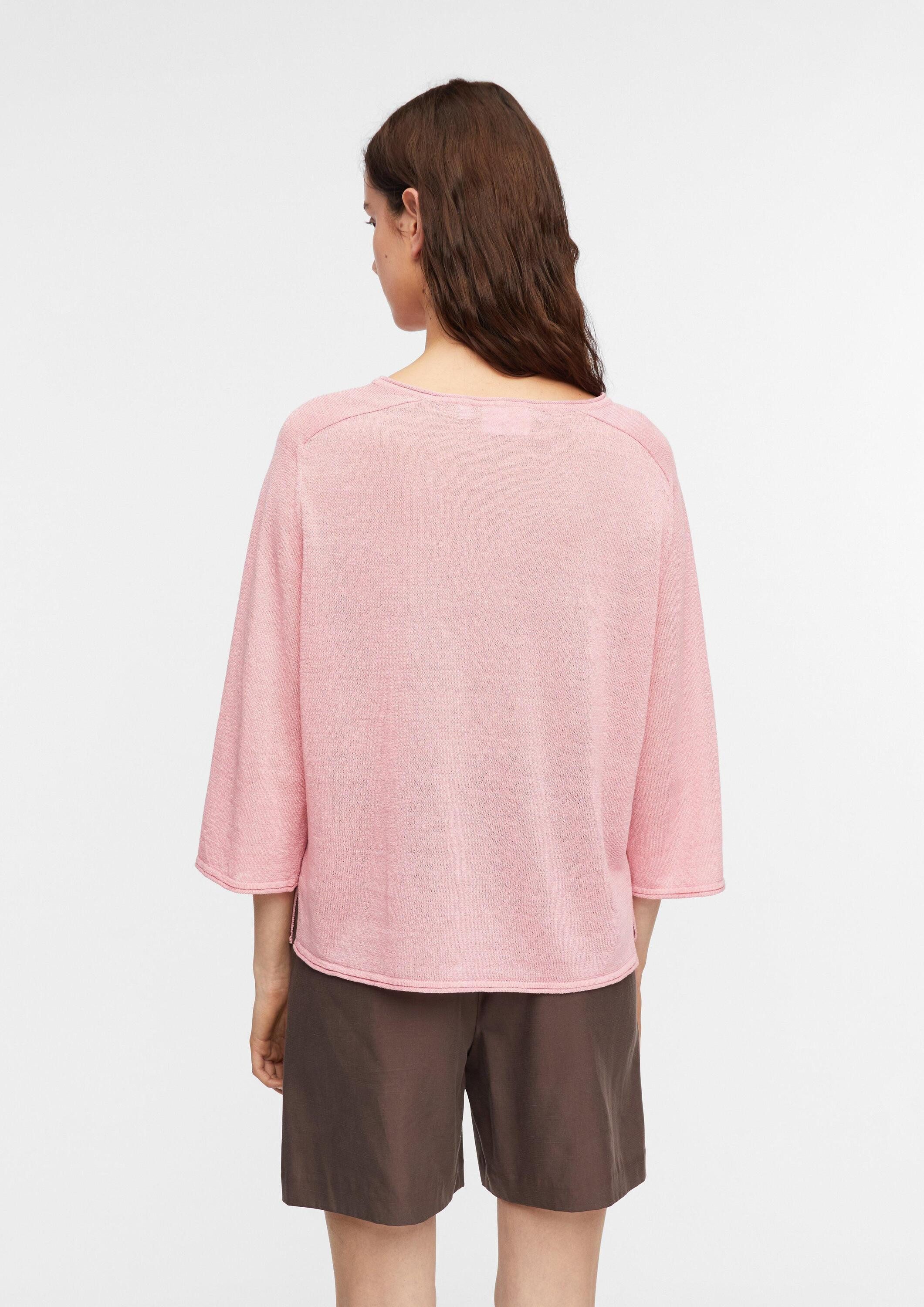 comma Strickpullover Feinstrickpullover aus Leinenmix mit Dreiviertelarm