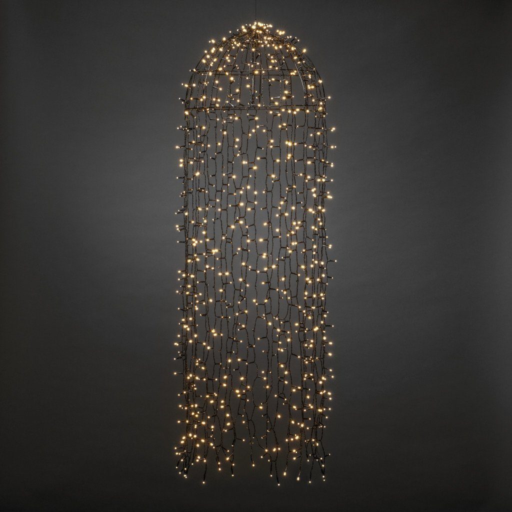 KONSTSMIDE LED-Lichtervorhang Weihnachtsdeko aussen, schwarz, warm weiße 900 Dioden