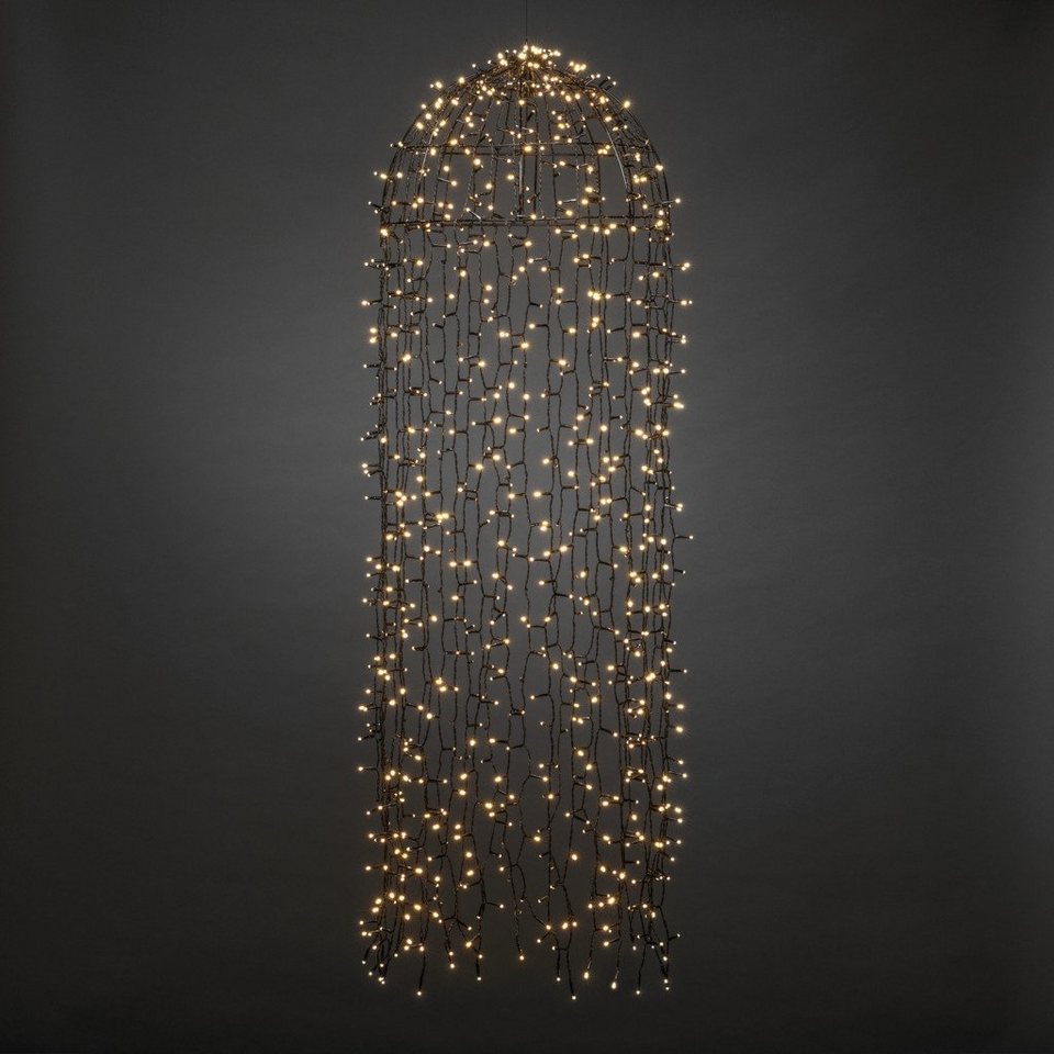 KONSTSMIDE LED-Lichtervorhang Weihnachtsdeko aussen, schwarz, 900 warm  weiße Dioden