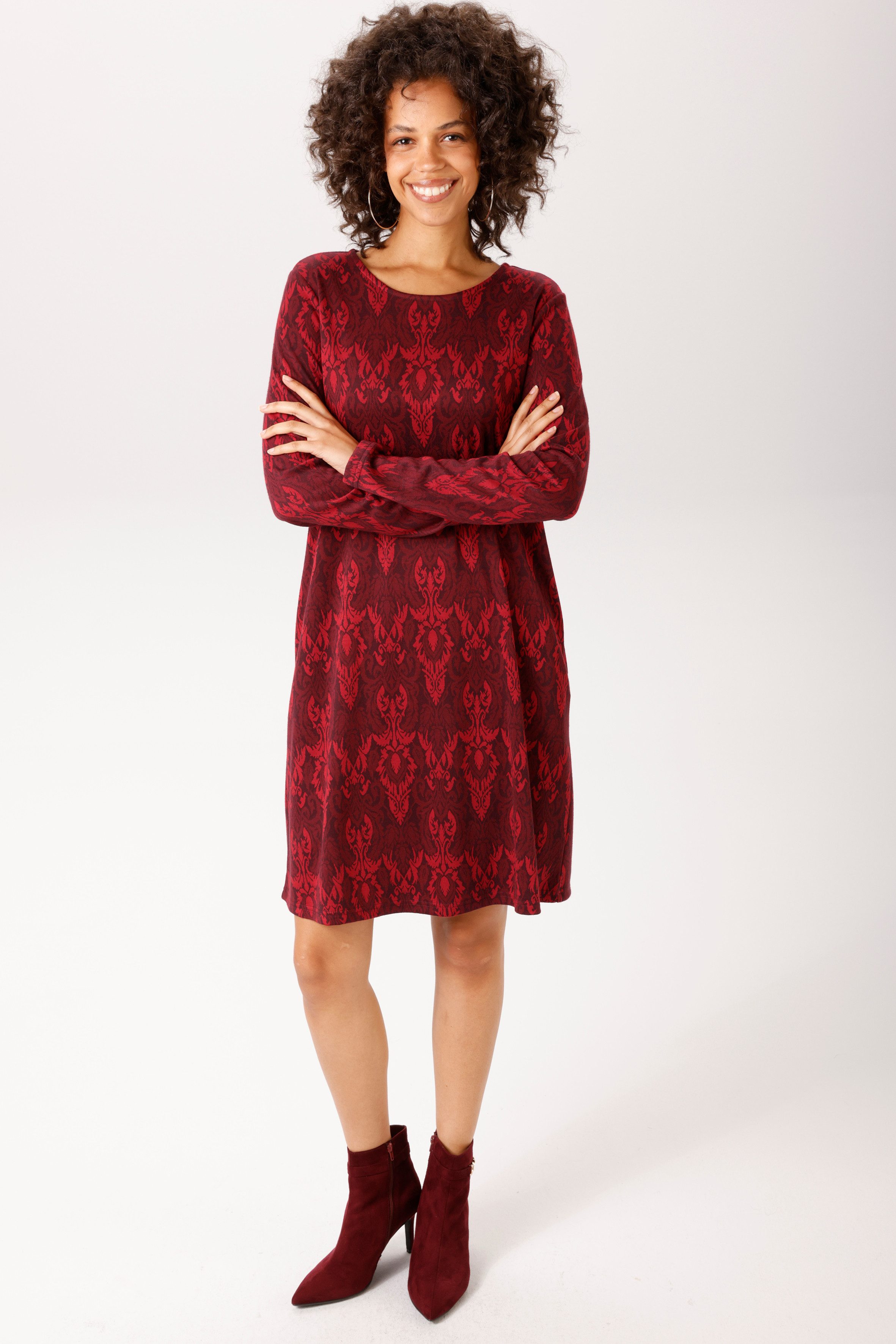 Aniston CASUAL A-Linien-Kleid mit großflächigem Ornament-Muster - NEUE KOLLEKTION
