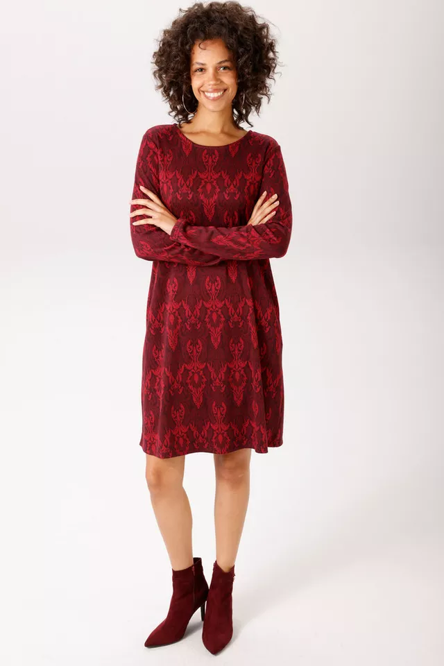 Aniston CASUAL A-Linien-Kleid mit großflächigem Ornament-Muster - NEUE KOLLEKTION