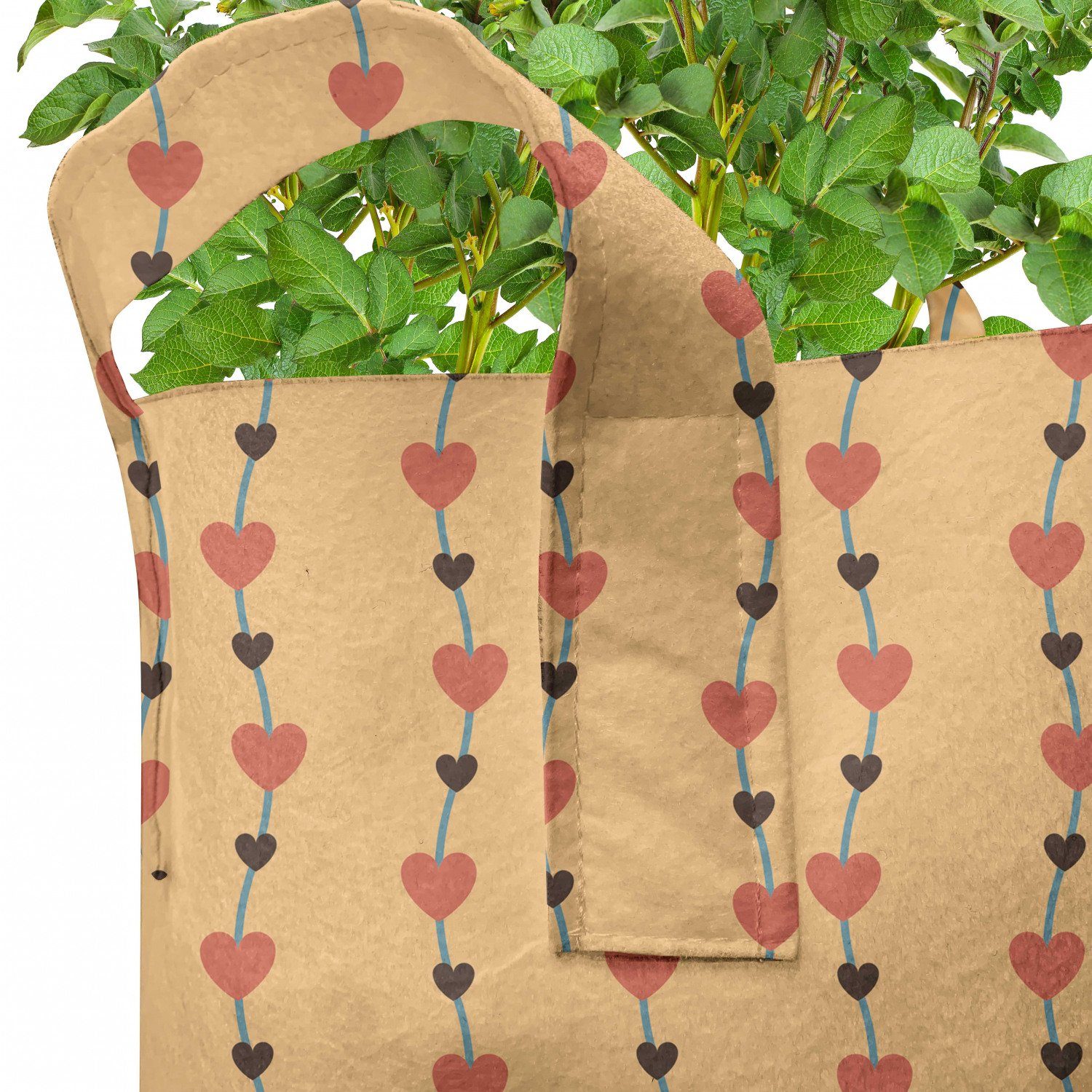 Stofftöpfe mit hochleistungsfähig Hearts Orange Griffen Valentines Abakuhaus für Pflanzen, Pflanzkübel