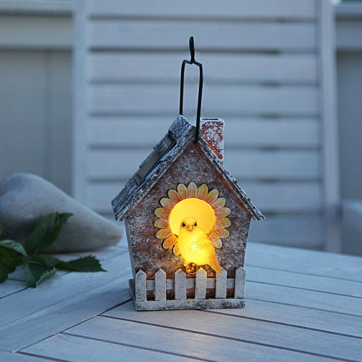 STAR TRADING LED Dekoobjekt »LED Solar Vogelhaus Dekoleuchte zum Hängen