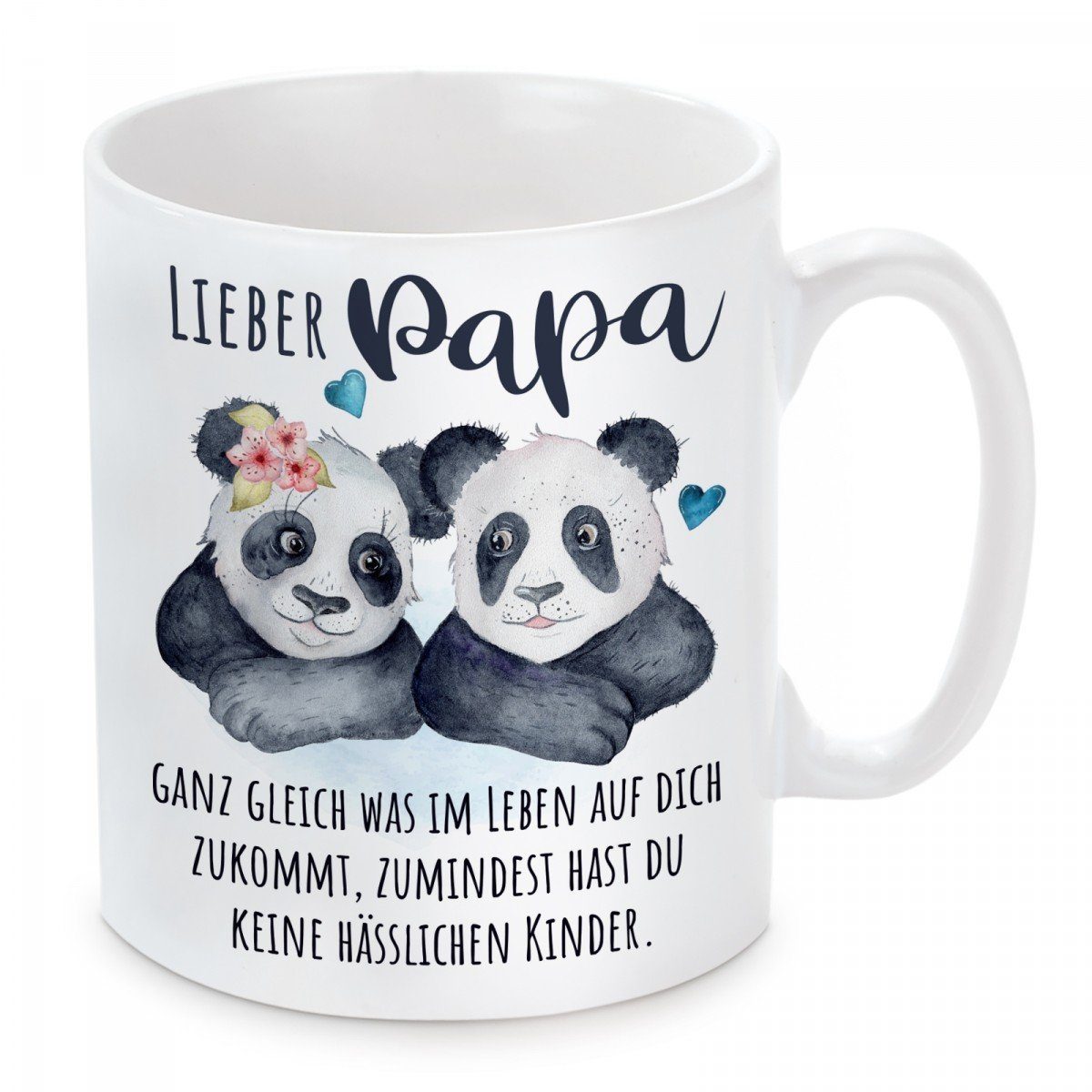 Herzbotschaft Tasse Kaffeebecher mit Motiv ganz und Lieber gleich Papa, Keramik, mikrowellengeeignet spülmaschinenfest Kaffeetasse Kinder, was