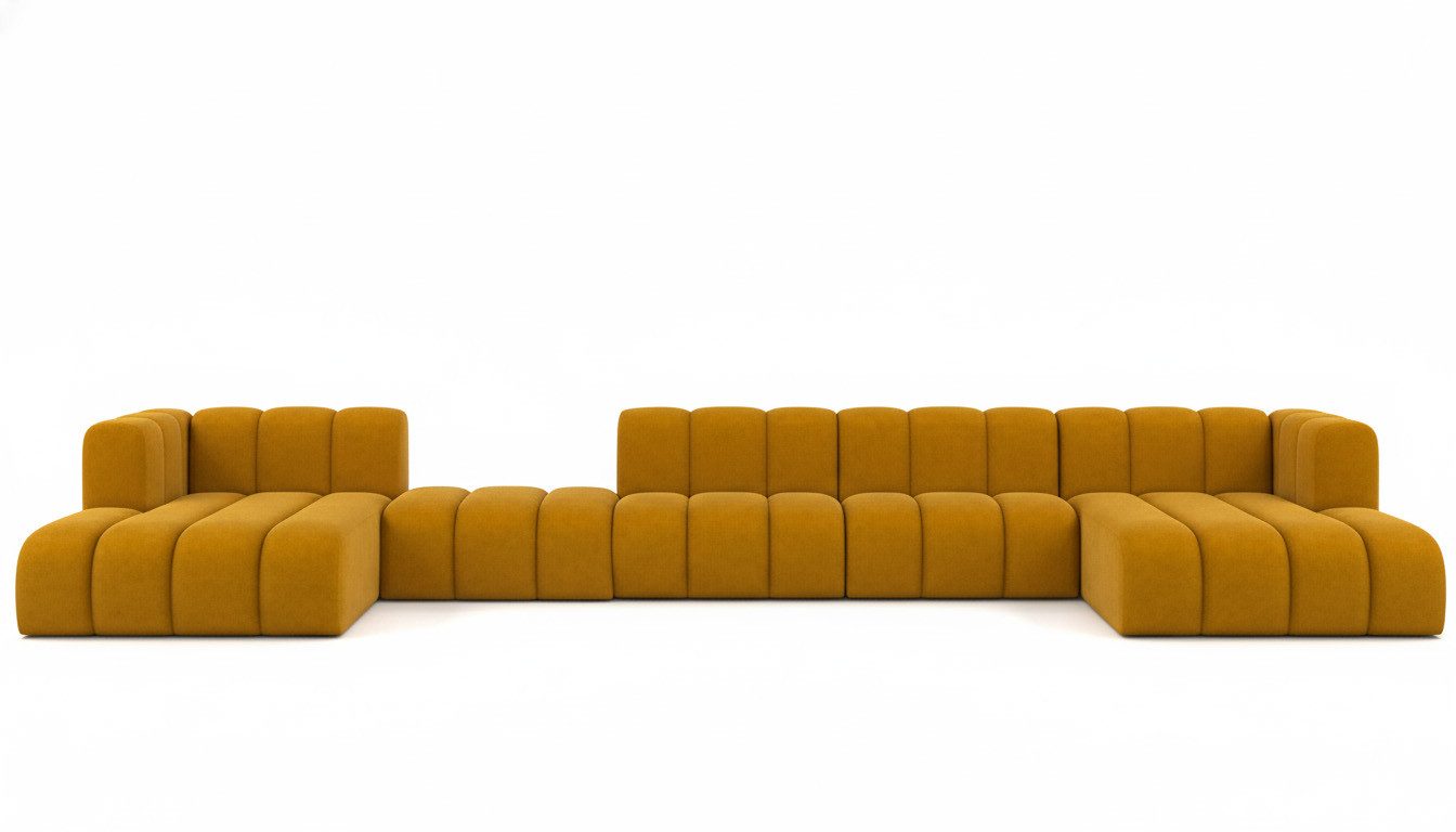 Kaiser Möbel Ecksofa modulare Wohnlandschaft, Veloursstoff Salvador, Grand U Big XL 500 cm, Extra große Wohnlandschaft,Modulares Sofa für große Räume