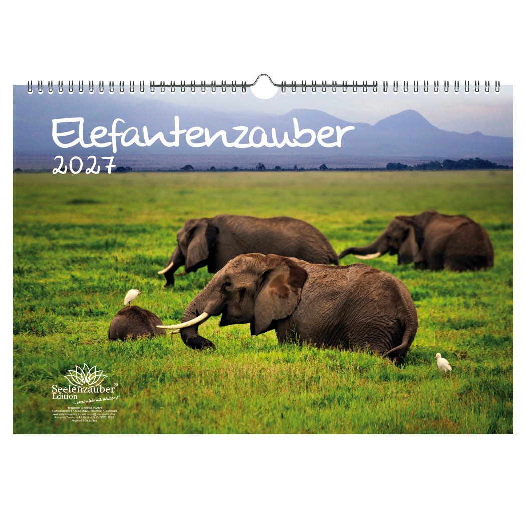 Seelenzauber Elefantenzauber DIN A3 Kalender für 2027 Elefanten - Seelenzauber