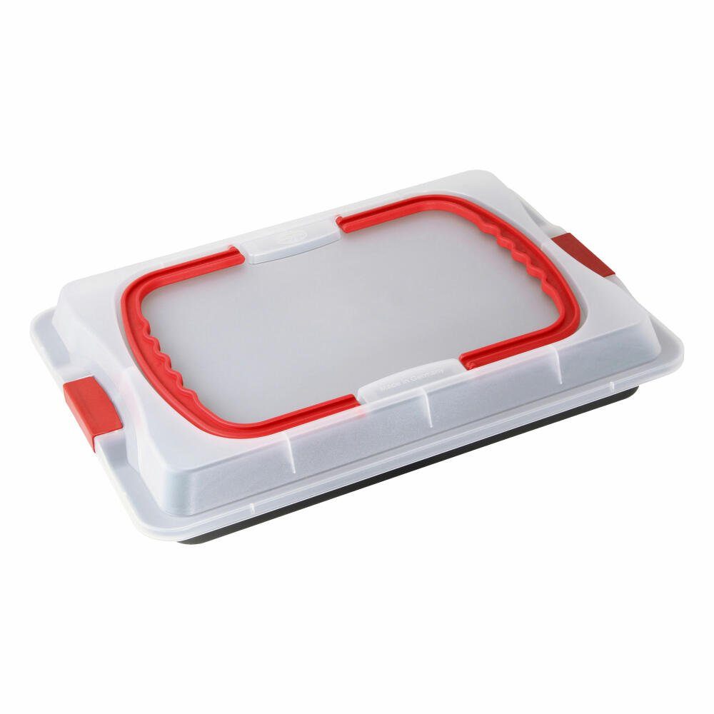 Dr. Oetker Küchenhelfer Backblech Bake & Go mit Transporthaube, Stahlblech