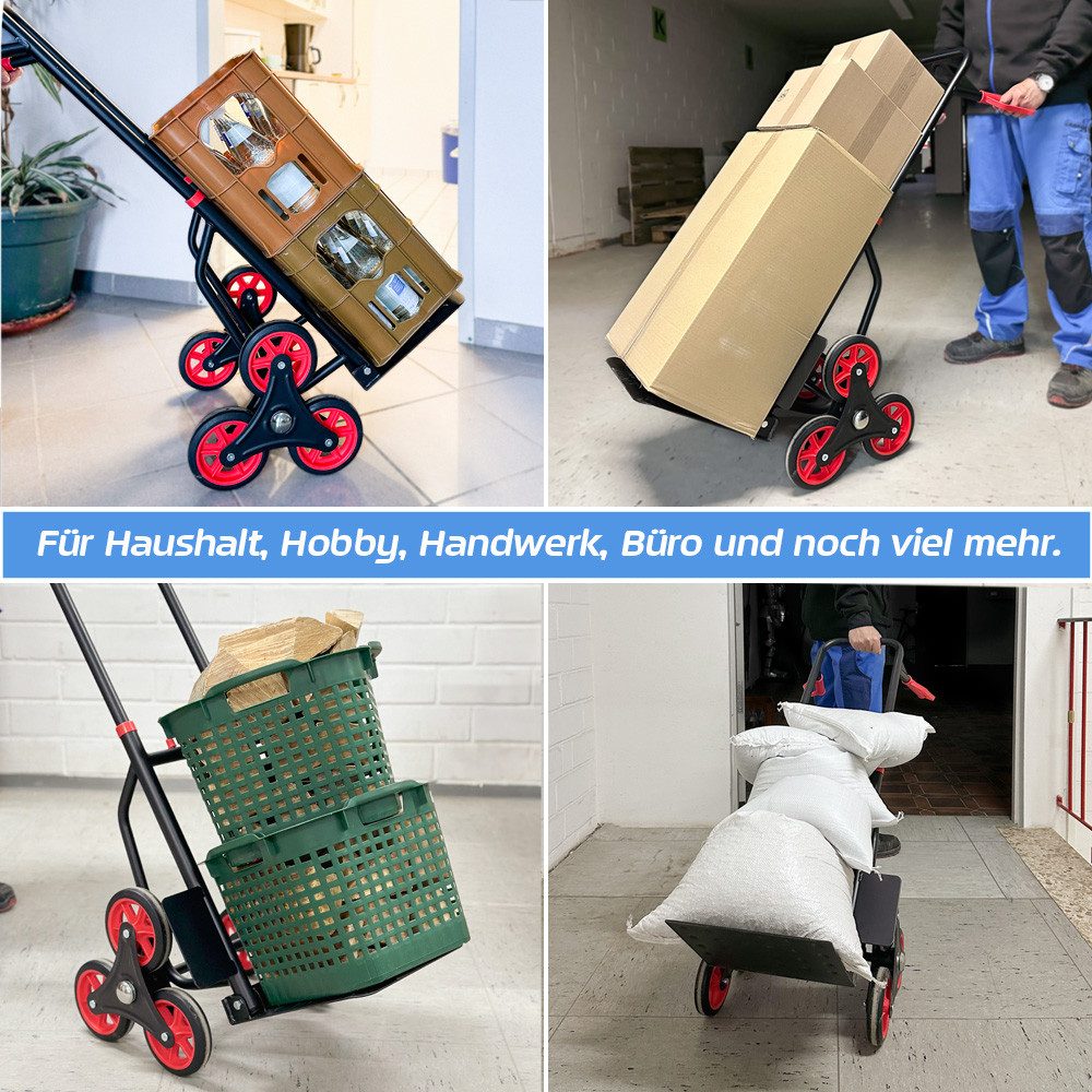 Trucky Stair Climbing Hand Truck, 150 kg, Steel, Foldable, Black